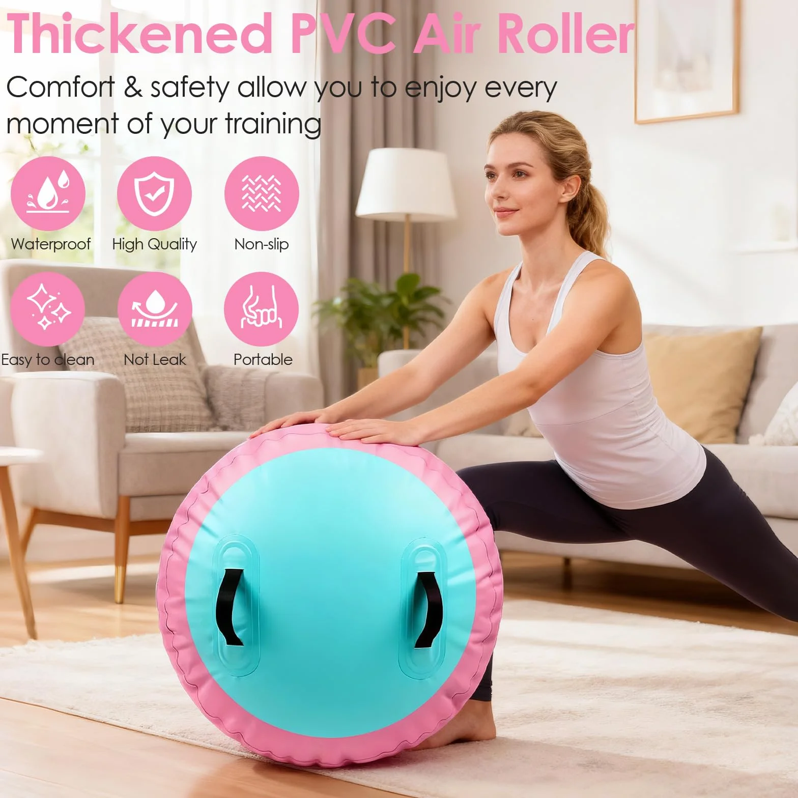 Diealles Shine Air Roll, 100x60cm Rullo ad Aria Gonfiabile Rotondo, Rotolo Gonfiabile con Pompa Elettrica e Borsa per il Trasporto, Air Barrel Gymnastics Roller per Allenamento Fitness Yoga