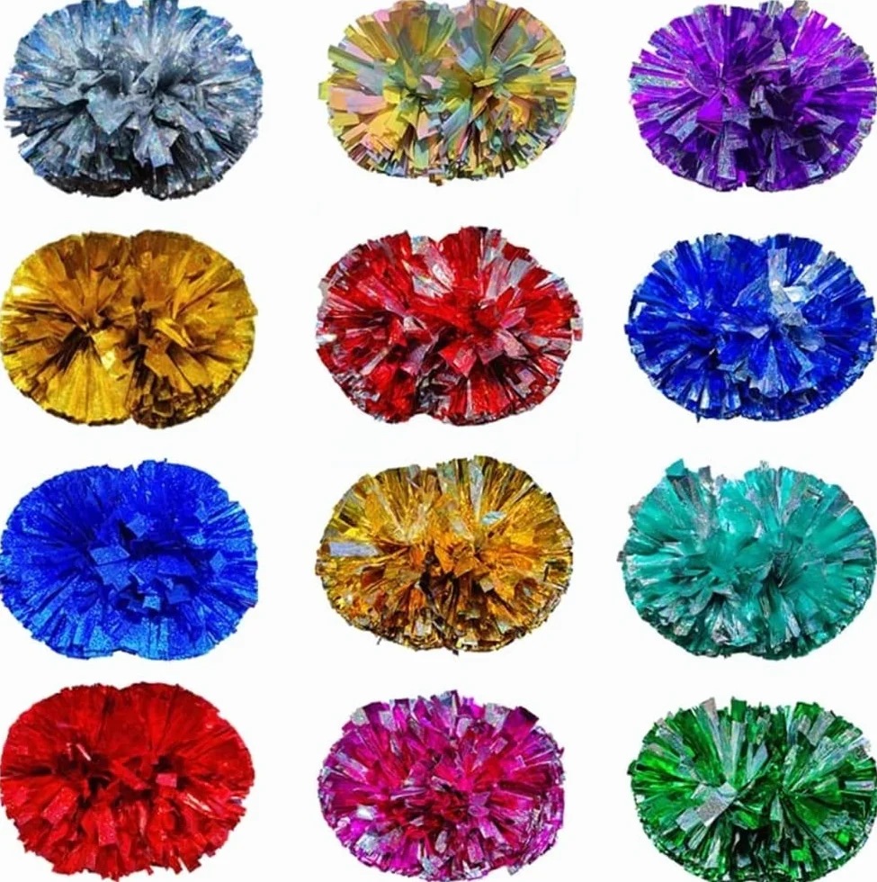 Pompon da Cheerleading 12,6 Pollici con Diamante Metallico Lucido per Bambini, Giochi Sportivi Scolastici