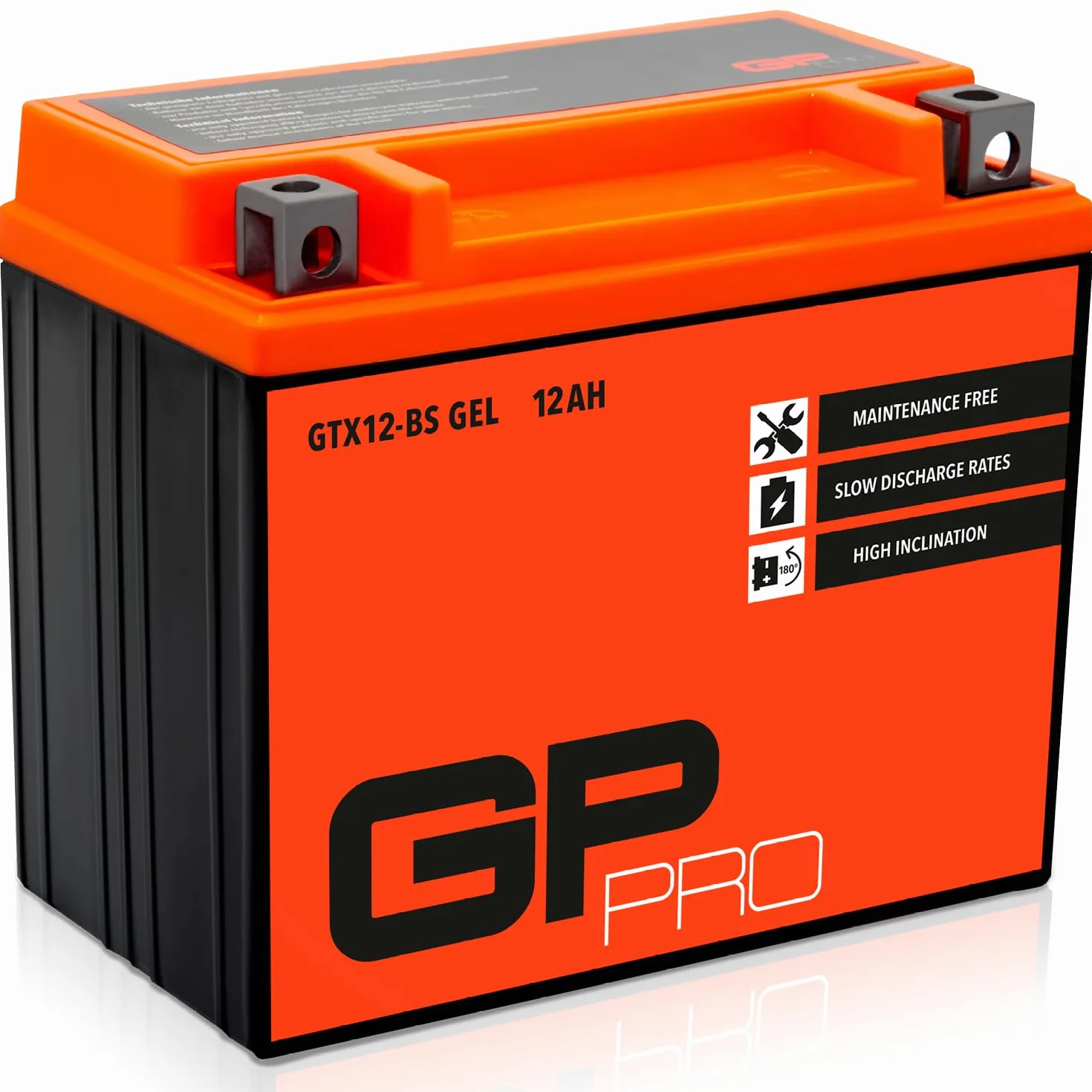 GP-PRO GTX12-BS 12V 12Ah GEL Batteria di avviamento (compatibile con YTX12-BS / 51012) (Esente da manutenzione/Sigillato) Moto Accumulatore