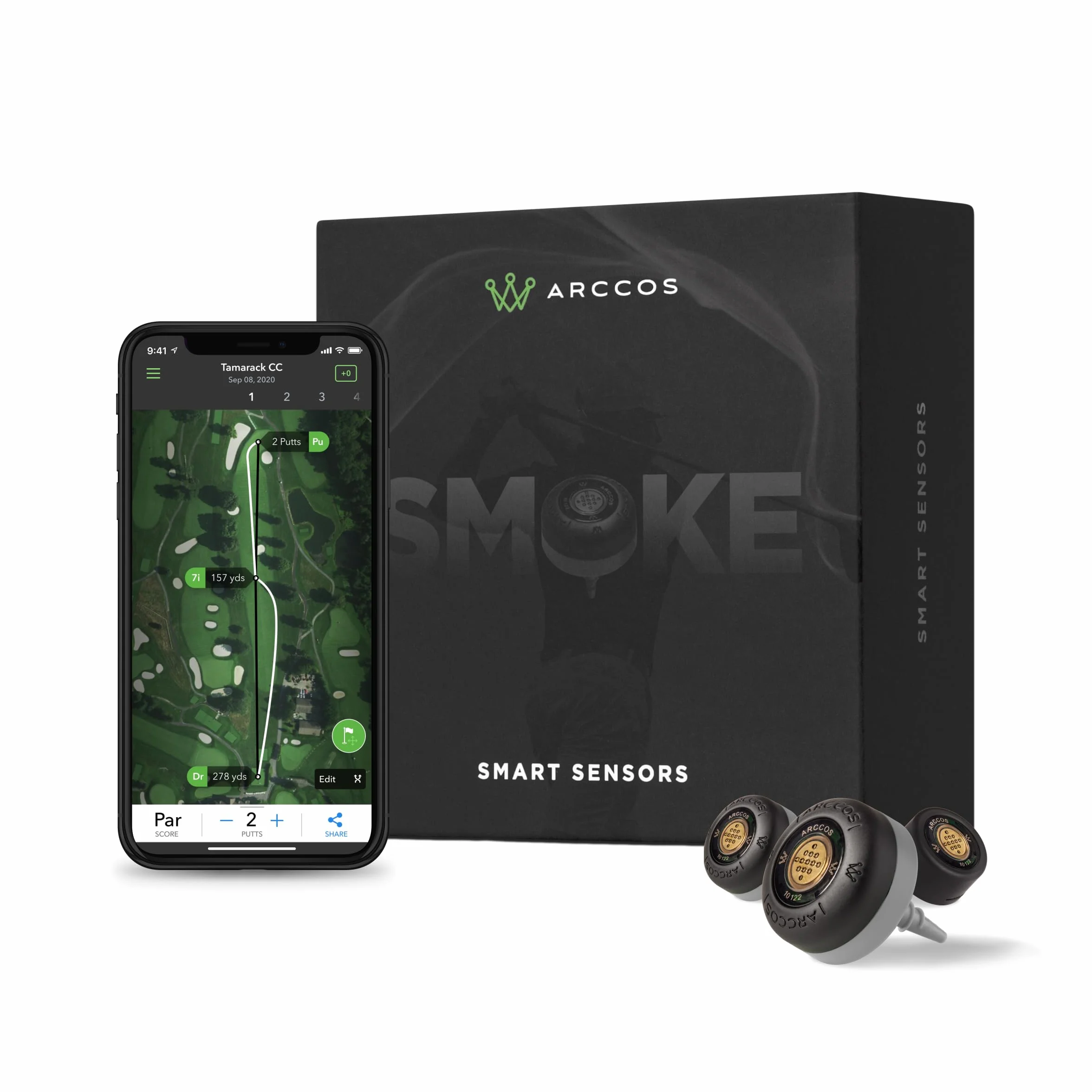 Arccos Golf Smart Sensors - System śledzenia golfa z dalmierzem GPS AI (80013)