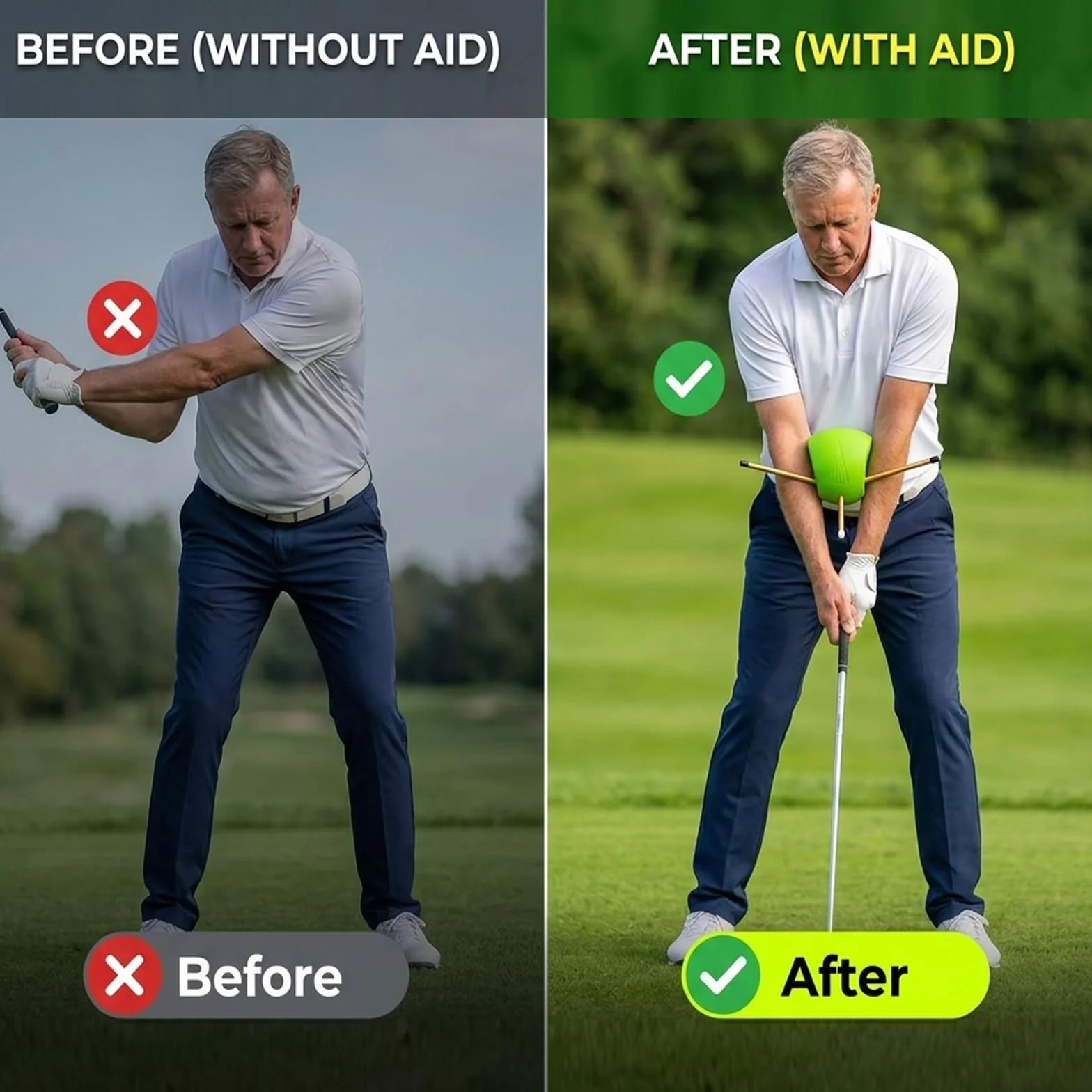 Golf Training Aid, Aiuto Allenamento Pratica Swing, Postura Y Stabile