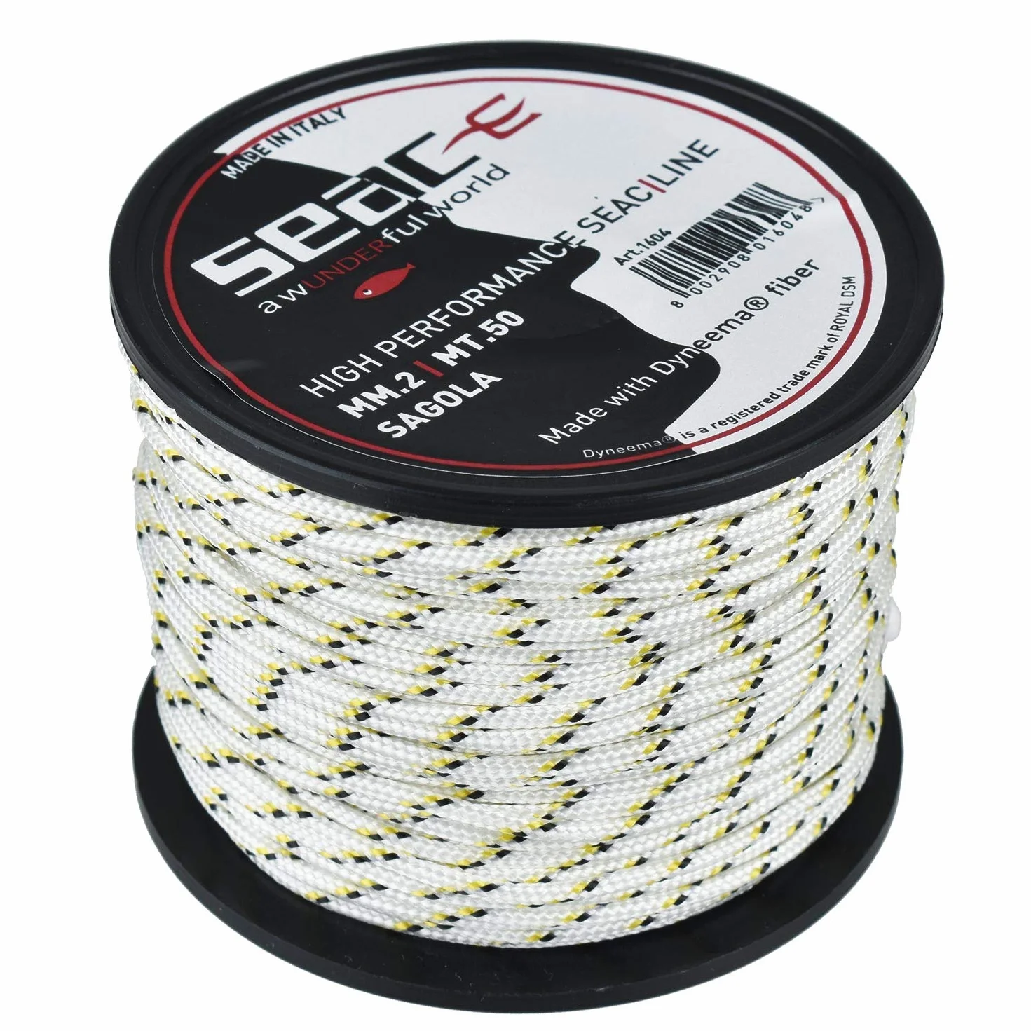 SEAC Dyneema Core 50 mt Sagola Pesca Subacquea 1 mm Giallo/Nero