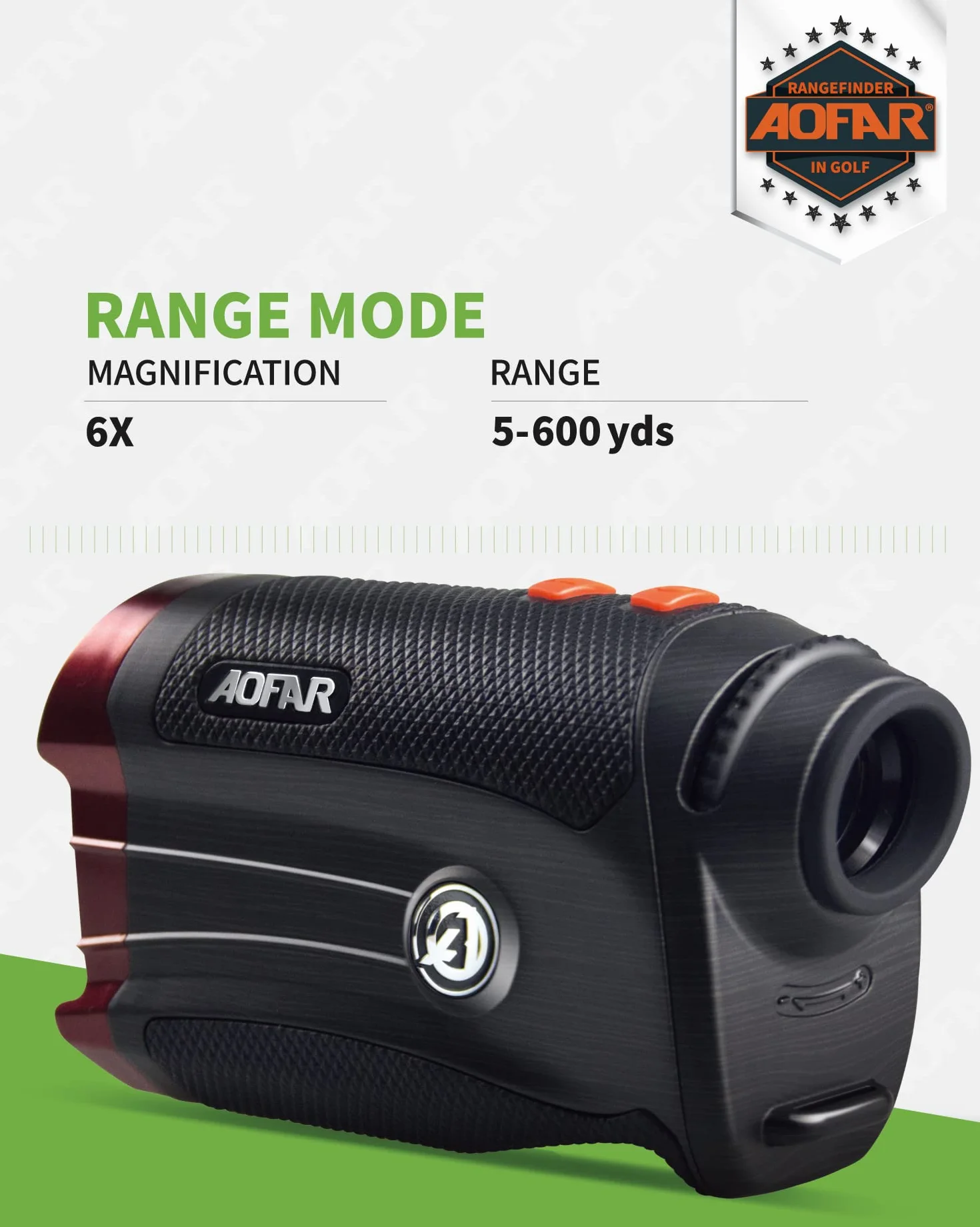 AOFAR GX-2S Telemetro da Golf con Pendenza On/off,con Blocco Bandiera e Vibrazione,600M/660Y White Range Finder,Waterproof, Gift Packaging