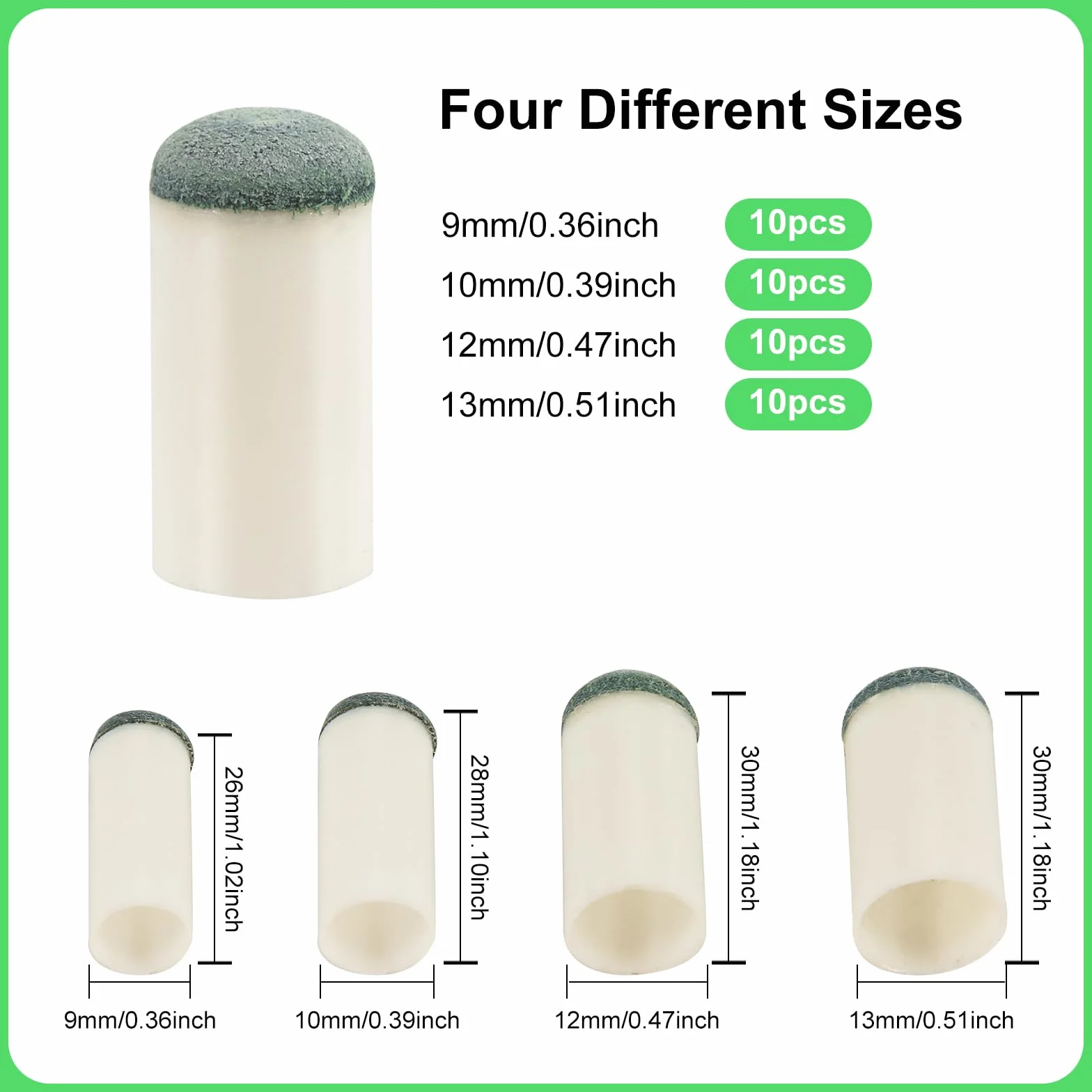 Punte per Stecche da Biliardo 40pz 9mm 10mm 12mm 13mm, Bastone da Biliardo in 4 Dimensioni