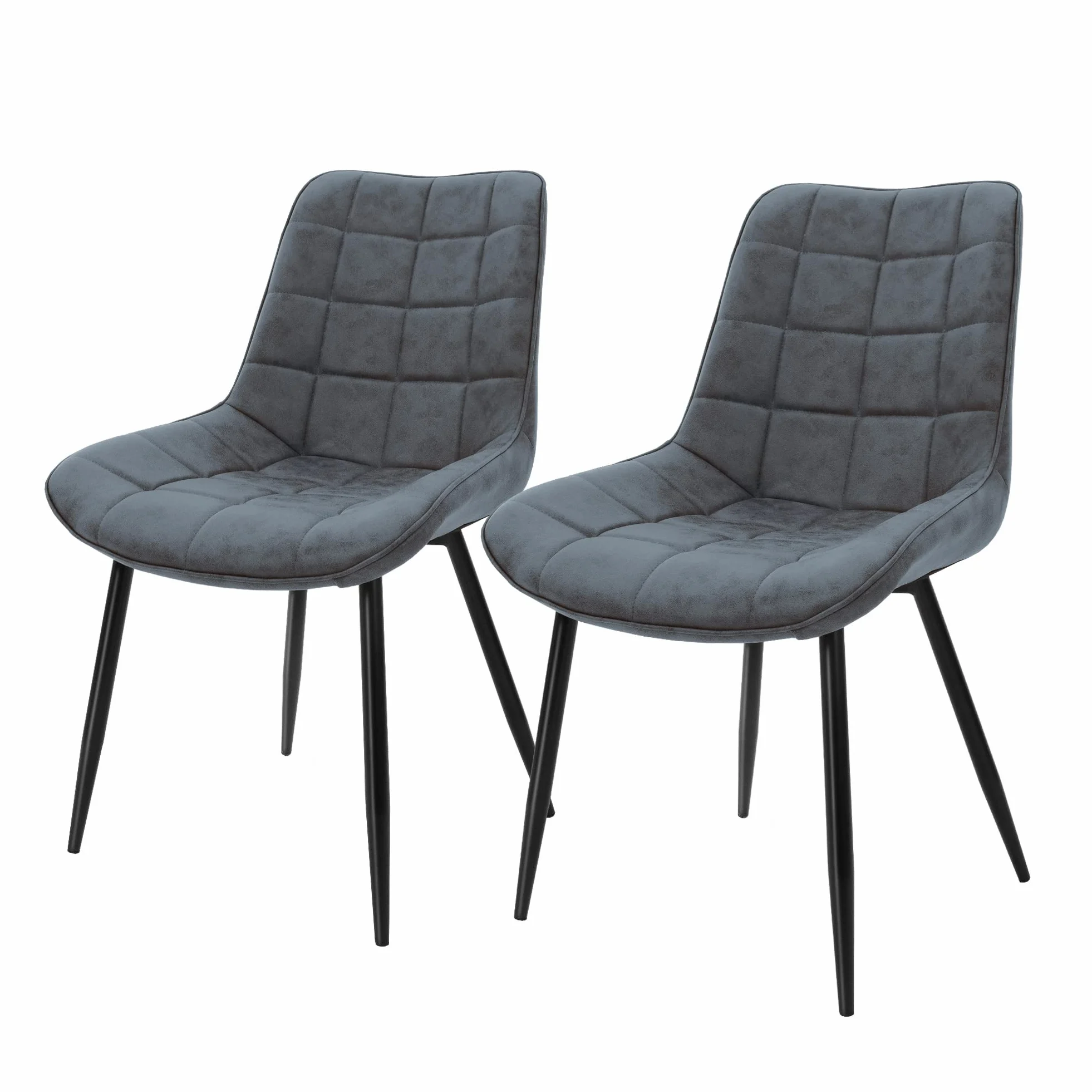 ML-Design Set di 2 Sedie per Sala da Pranzo Antracite con Schienale Sedia per Cucina con Rivestimento in Ecopelle Imbottita Gambe in Metallo Sedia Salotto Soggiorno Materiale Traspirante e Morbido