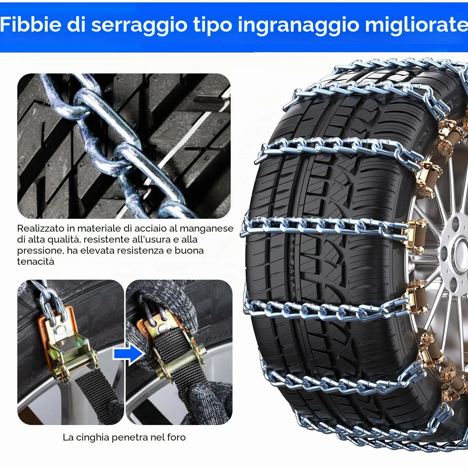 Ninonly Catene da Neve Universali Auto Camion SUV 165-265 mm 10 Pezzi