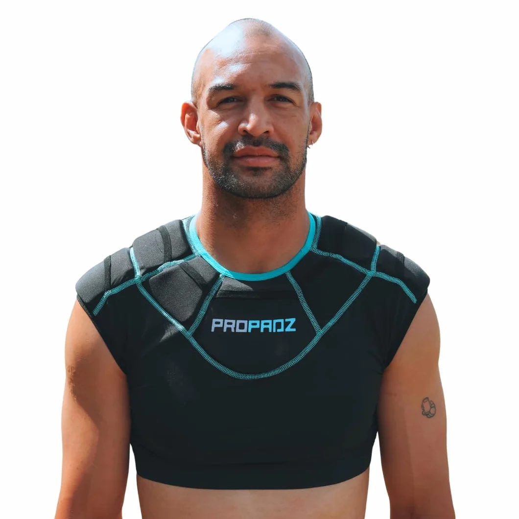 Propadz Gilet da rugby con protezioni spalle adulti – Approvato World Rugby, imbottiture gel modulari, protezione leggera traspirante