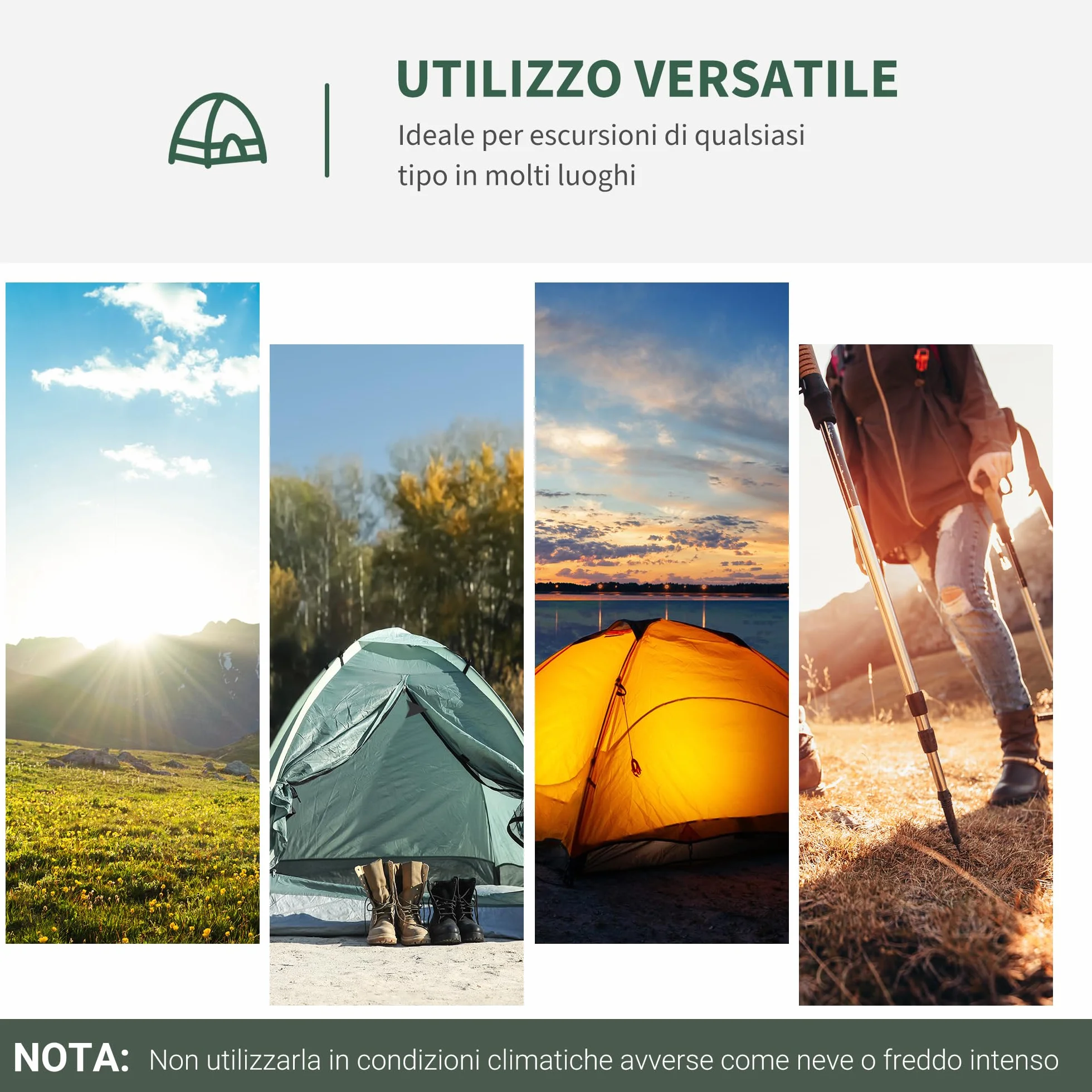 Outsunny Tenda da Campeggio 2 Posti a Igloo con Zanzariera e Sacca di Trasporto, Verde