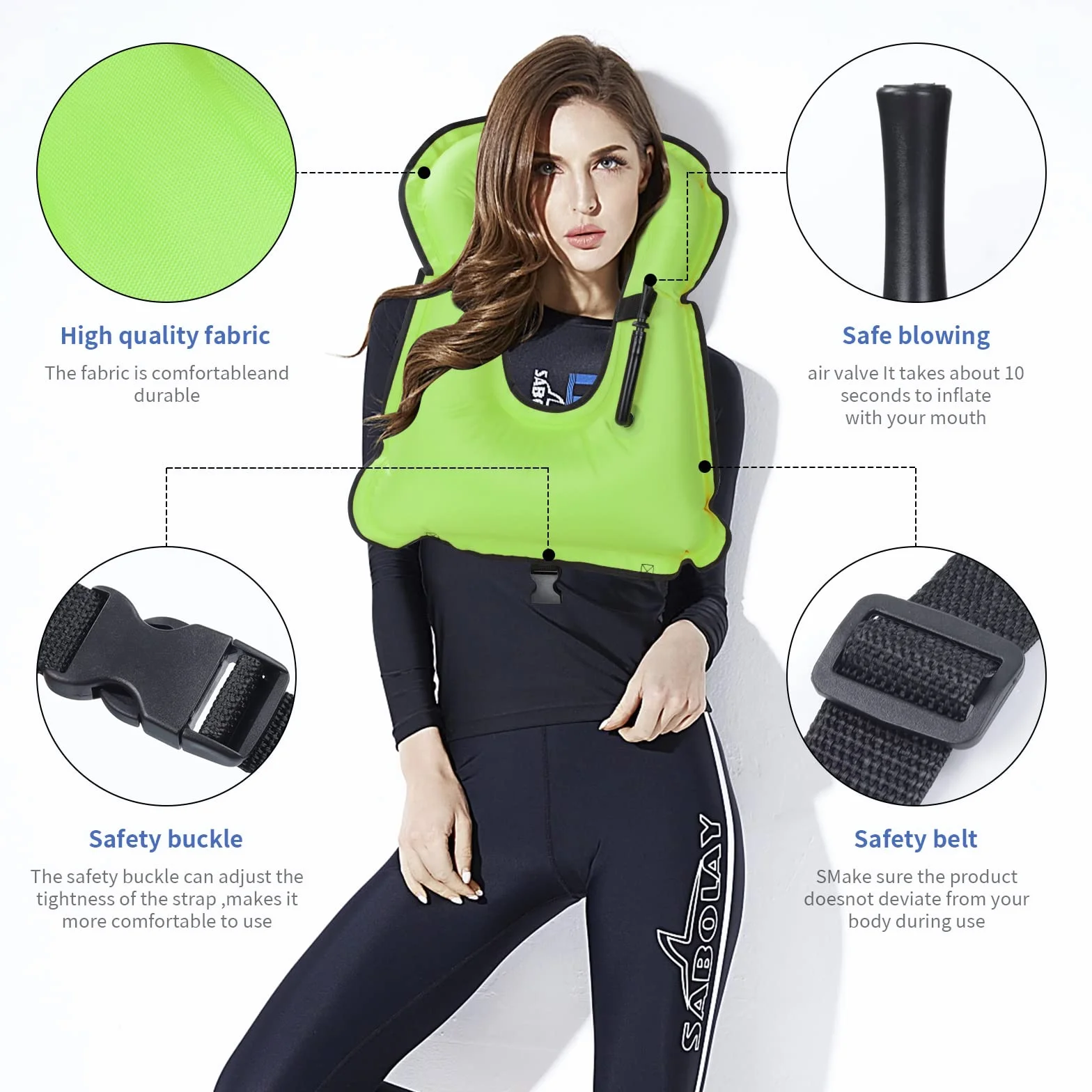 Gilet da snorkeling gonfiabile regolabile per adulti immersioni sicurezza sport acquatici nuoto surf