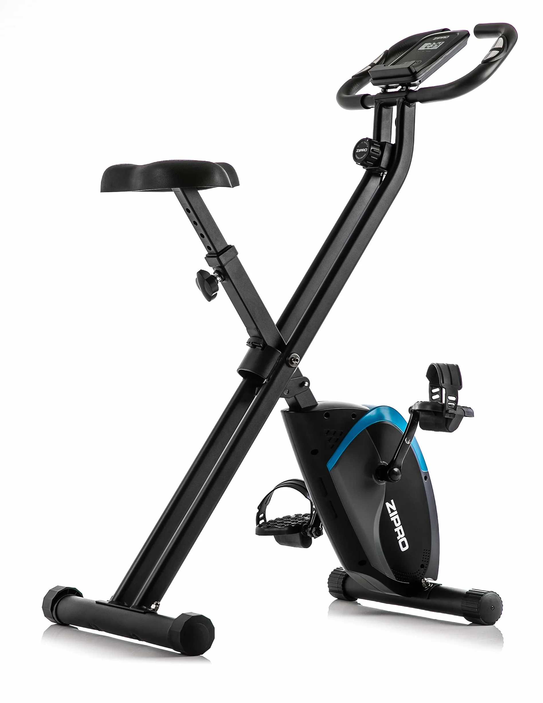 ZIPRO Cyclette da Casa Pieghevole con Magnetica Regolabile 8 Livelli, Sensori delle Pulsazioni, Display LCD e Sellino Comodo, Ciclette Silenziosa per Allenamento Cardio, Cyclette da Camera (Future X)