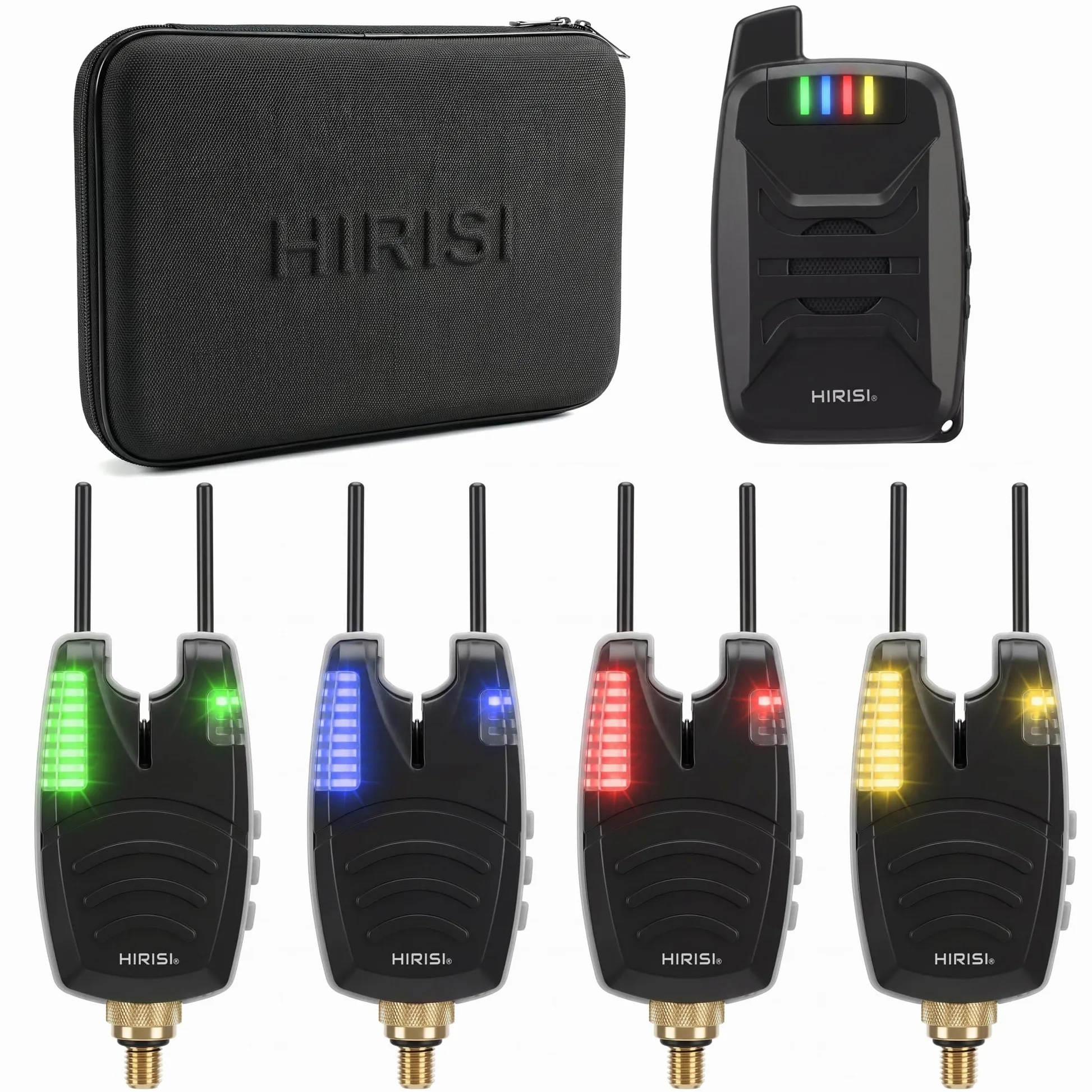 Hirisi Tackle Allarme impermeabile senza fili per pesca alla carpa, set con barra per orecchie da 200 m