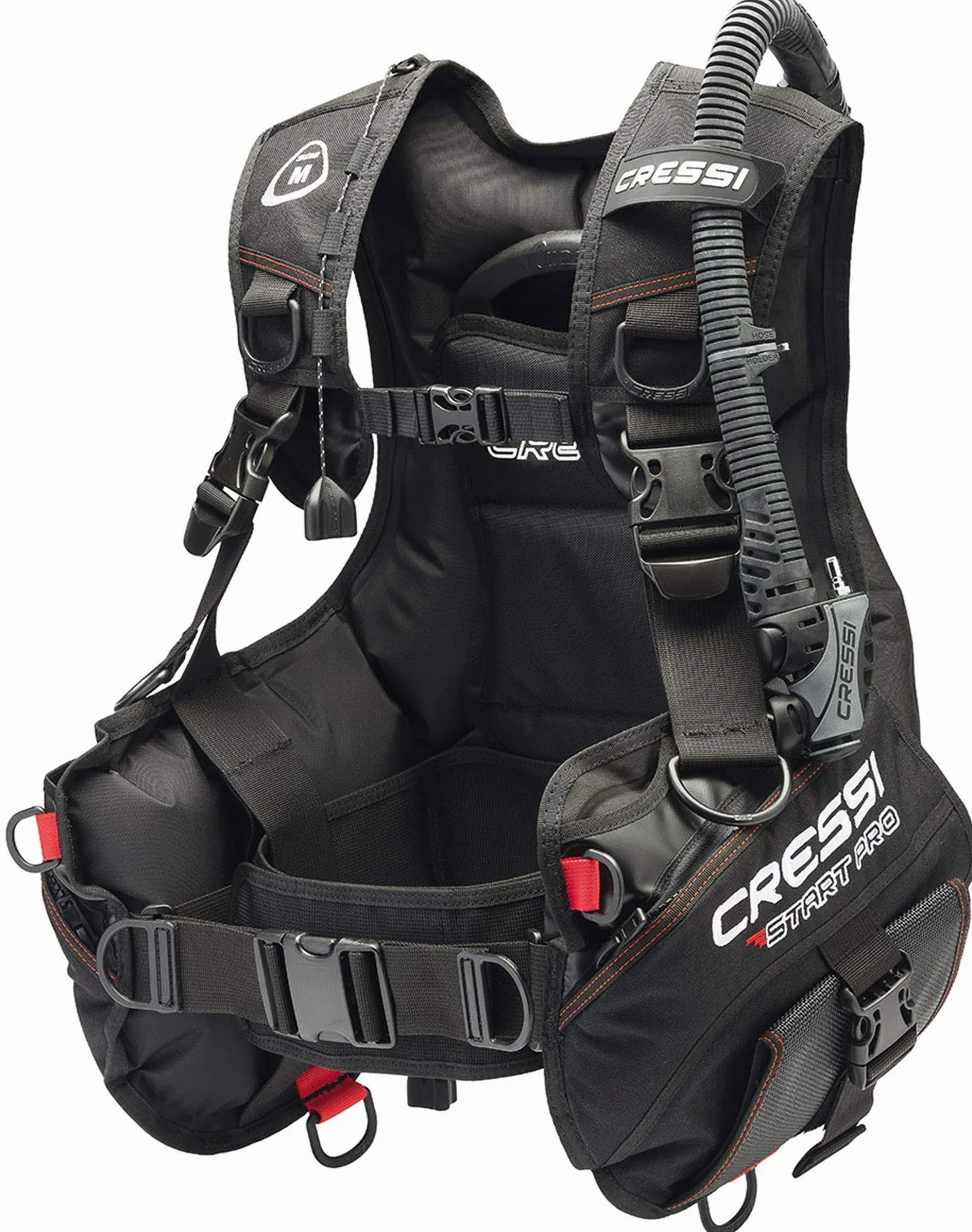 CRESSI Start Pro Scuba Set INT/DIN - Set Jacket Start Pro, Erogatore MC9 Compact e Octopus Compact + Console 2 con Frusta, Nero/Silver/Giallo. Unisex