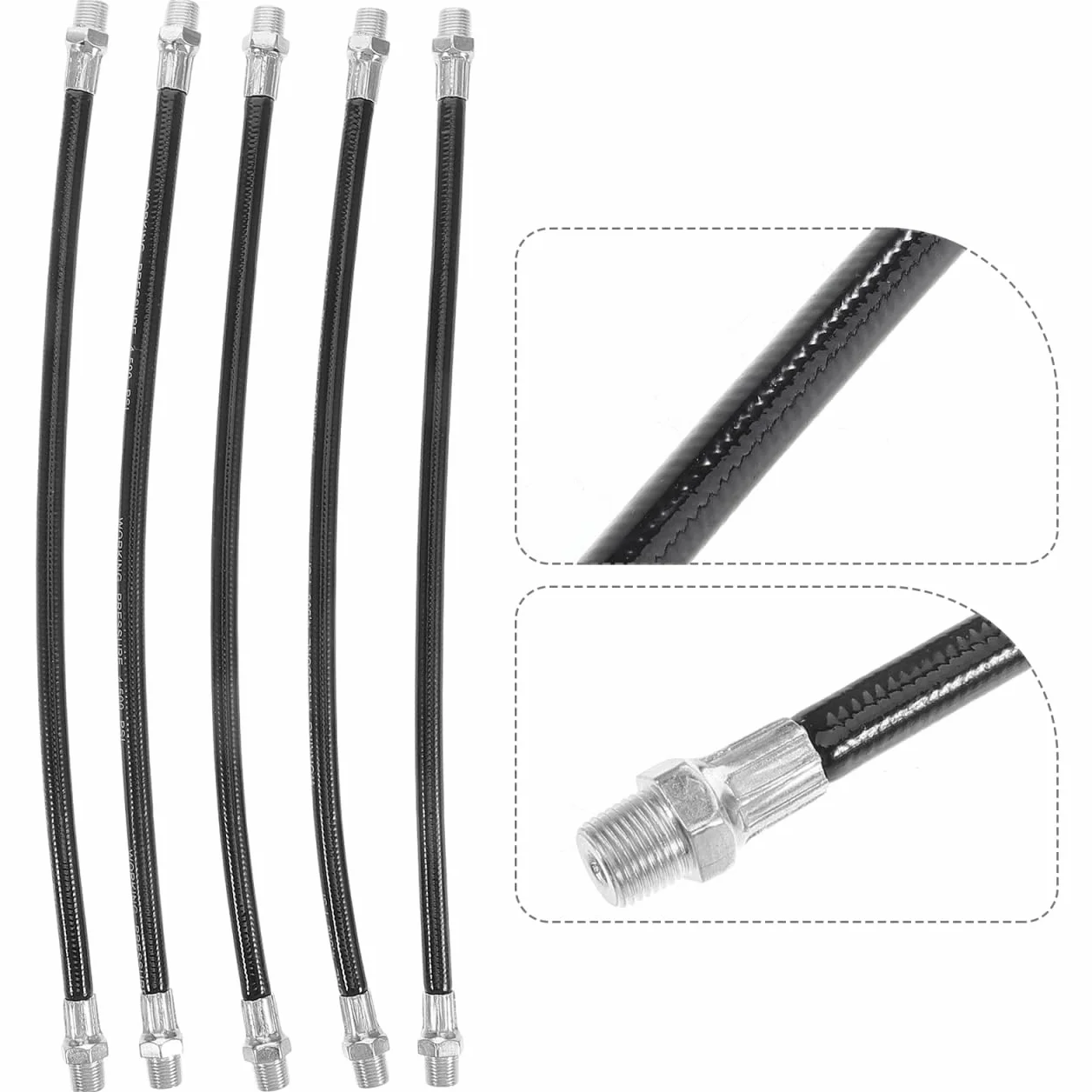 5pezzi Tubo Flessibile Alta Pressione per Grasso Kit Lubrificazione