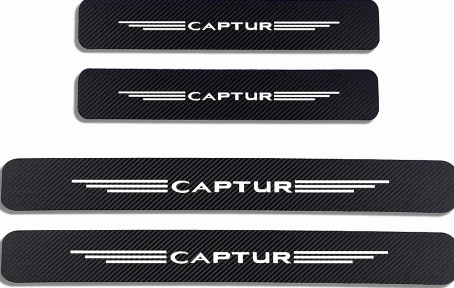 4 Pezzi Fibra di Carbonio Battitacco per Auto Sticker, per Ren-Ault CAPTUR, Pellicola del Protezione Davanzale Portiera Auto Anti-Graffio Scuff Adesivi Decorativi Accessori,White