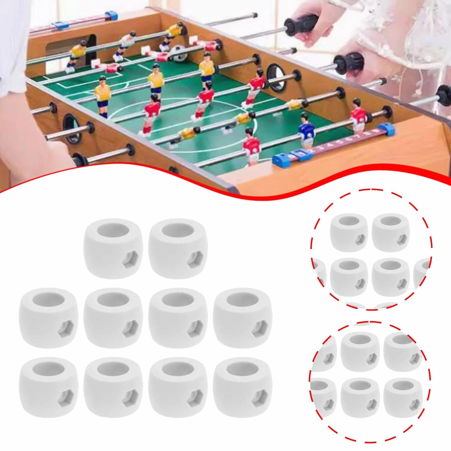 Anelli di Arresto per Porta da Calcio Balilla in Plastica, Accessori di Precisione (10 Pezzi)