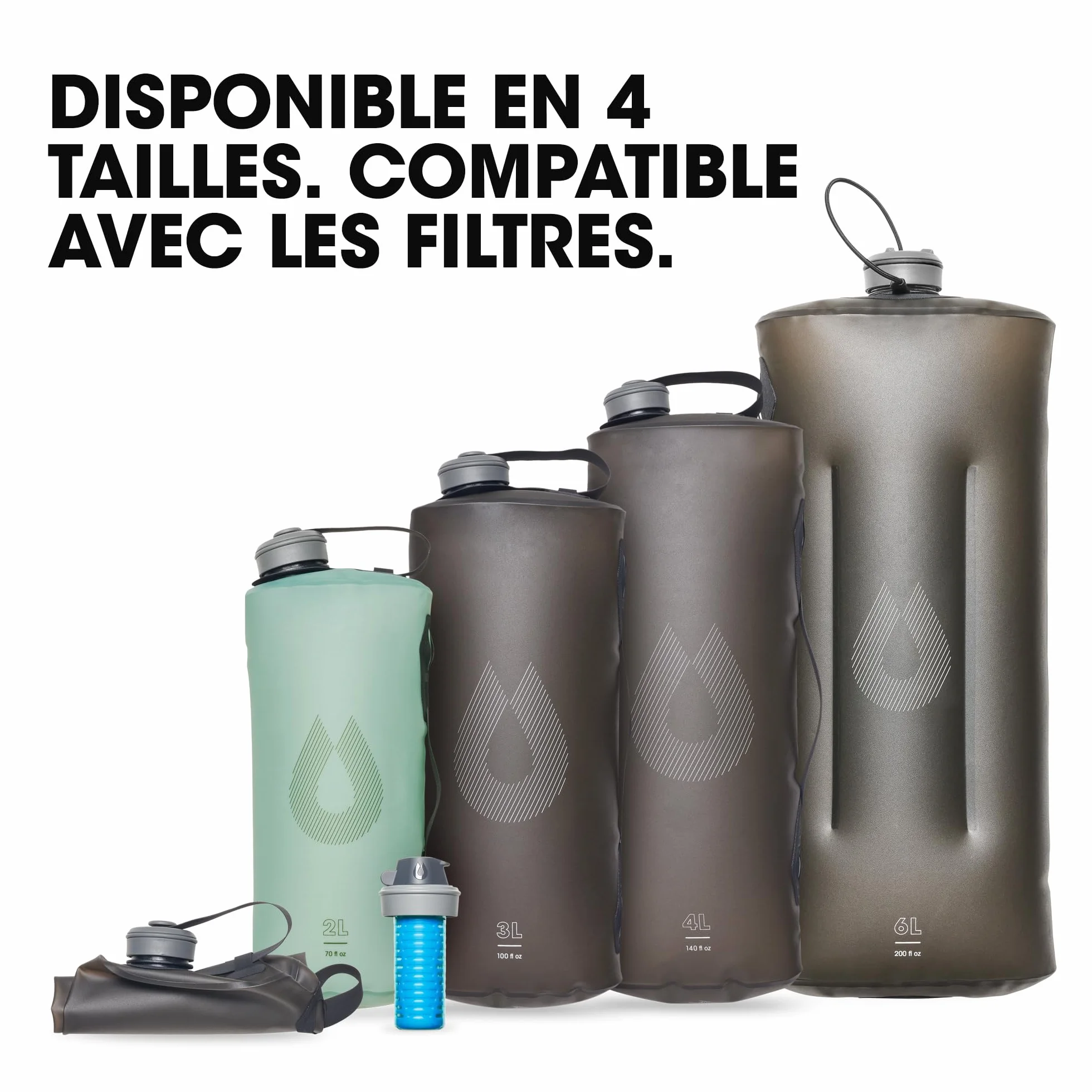 HydraPak Force (Serbatoio d'Acqua Ultra-Durevole) - Serbatoio per Zaini Idratazione, 3 Litri, Tubo Isolato, Sicuro e Affidabile - Sutro Green