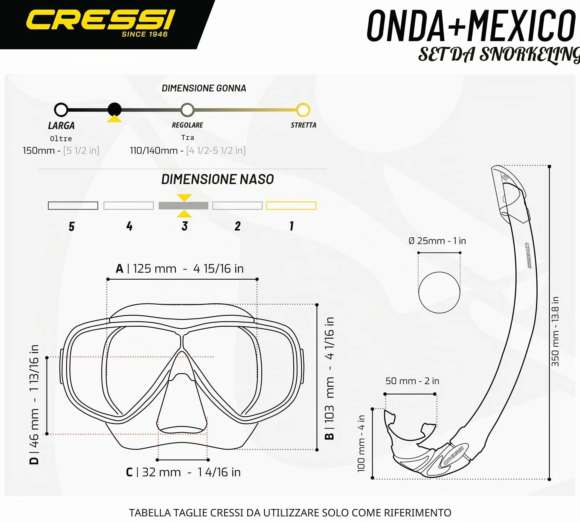 Cressi Onda Mare Combo Set Maschera Sub e Snorkel Mexico
