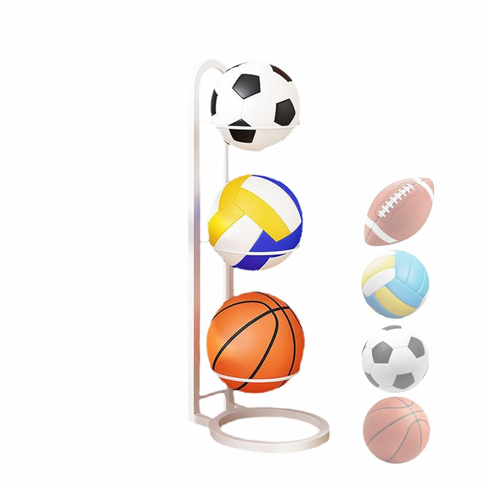 Generico Rastrelliera da Basket Porta Palloni Scaffale Stoccaggio Attrezzature Sportive Verticale