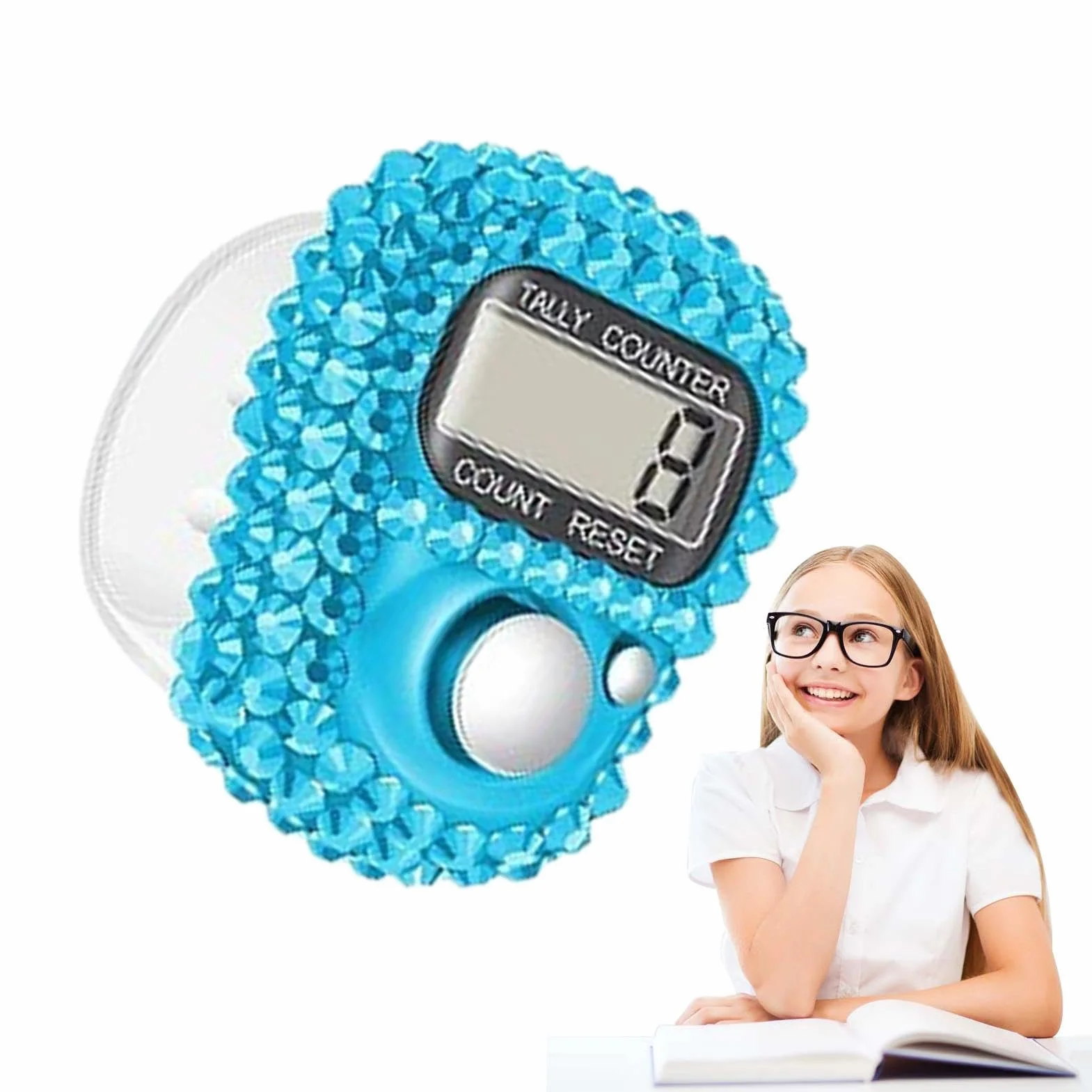 Contatore Elettronica Per Conteggio Dita Blu, Contatori Resettabili per Maglieria, Clicker Manuale LCD Digitale, Tornio Portatile