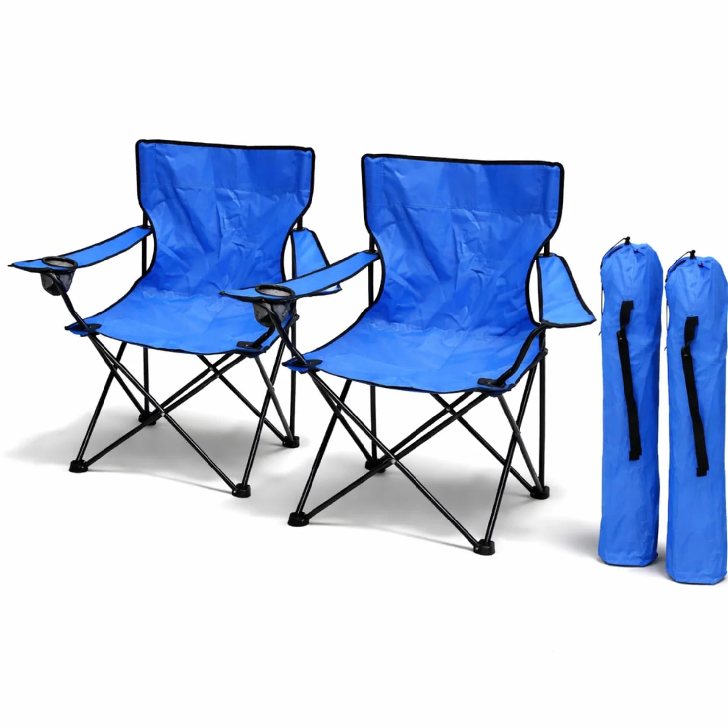 PALUPLUS 2 Sedie da Pesca pieghevoli Blu 75x46x80 cm Struttura tubolare metallo poliestere Braccioli Portabicchiere Sacca Trasporto