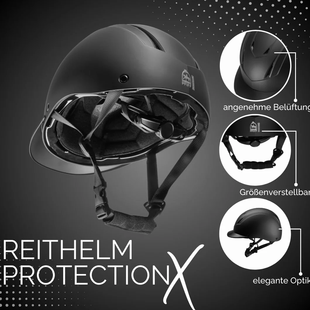 PFIFF Casco da equitazione ProtectionX per bambini misura regolabile ventilazione blu nero rosa taglia 48-52 cm XS 52-56 cm S