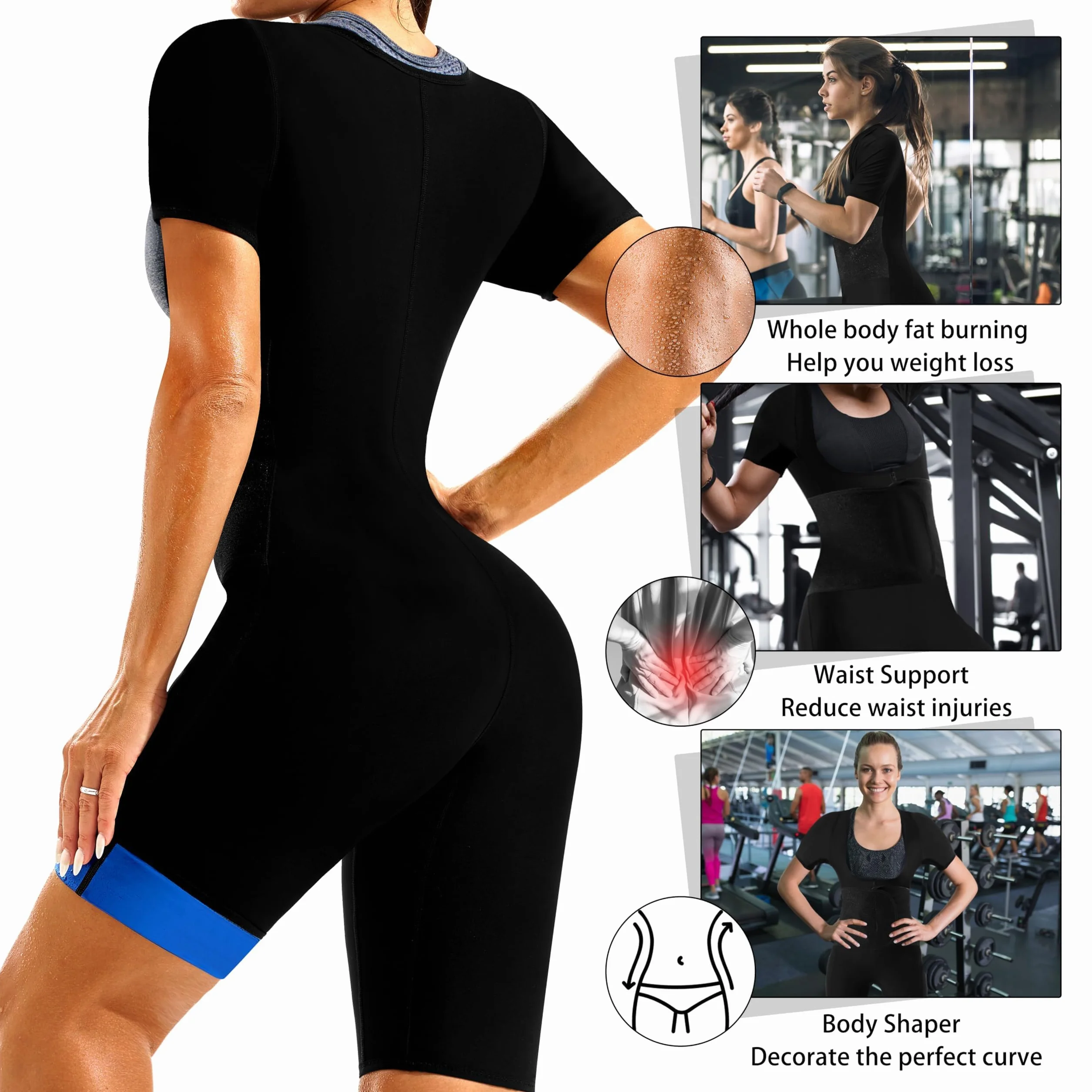 Tuta da sauna dimagrante 4 in 1 per donna modellante corpo con pantaloncini