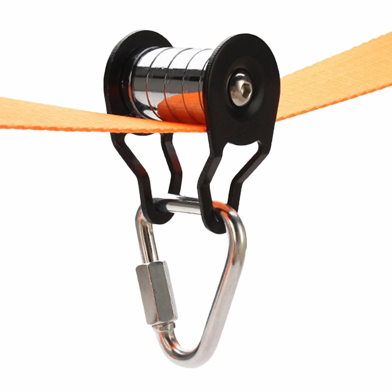 Puleggia per Slackline Carrucola Robusta 5 Rulli Cavo d'Acciaio