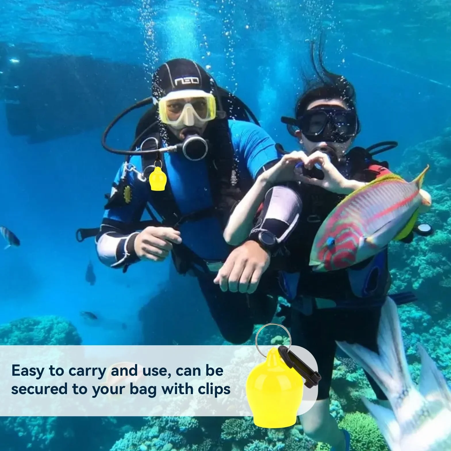 Agatige Boccaglio Silicone Snorkeling Regolatore con Gancio Carabiner Accessori Immersioni Giallo