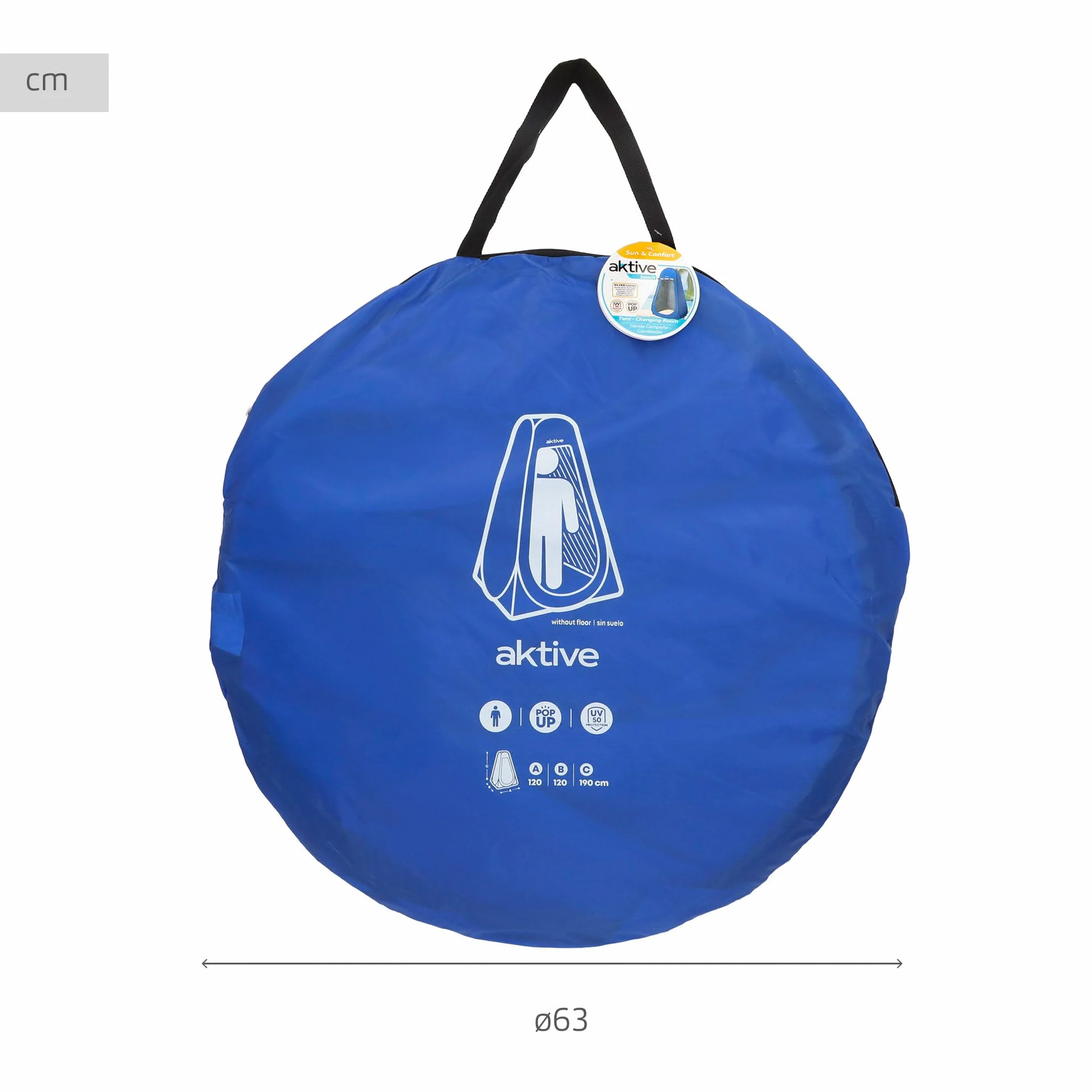 AKTIVE Tenda da campeggio con doccia e spogliatoio 120x120x185 cm, Pieghevole, Impermeabile
