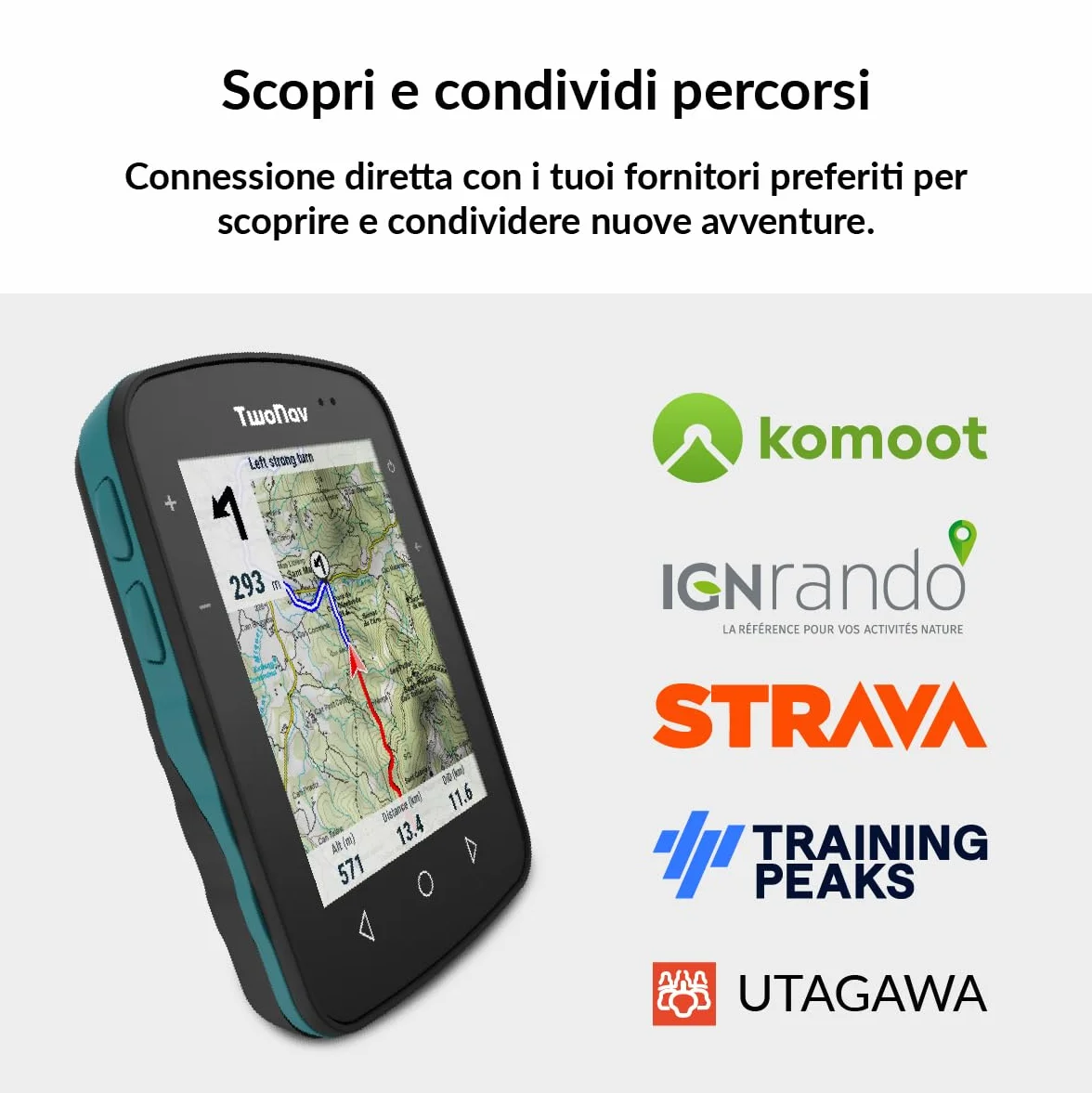 TwoNav Terra 64 GB navigatore GPS con mappa Italia TomTom, schermo wide 3,7 pollici per escursionismo MTB