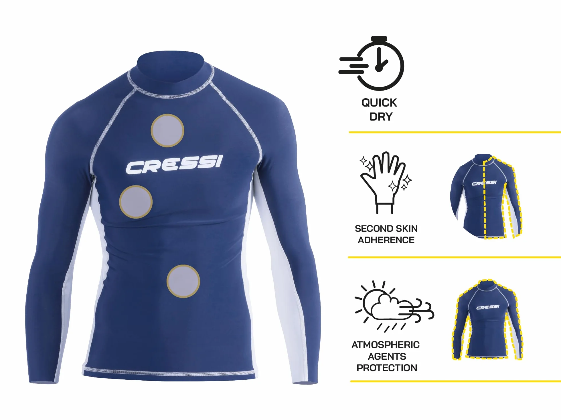 Cressi Rash Guard Man Long SL, Maglia Elastica Protettiva Maniche Lunghe Uomo