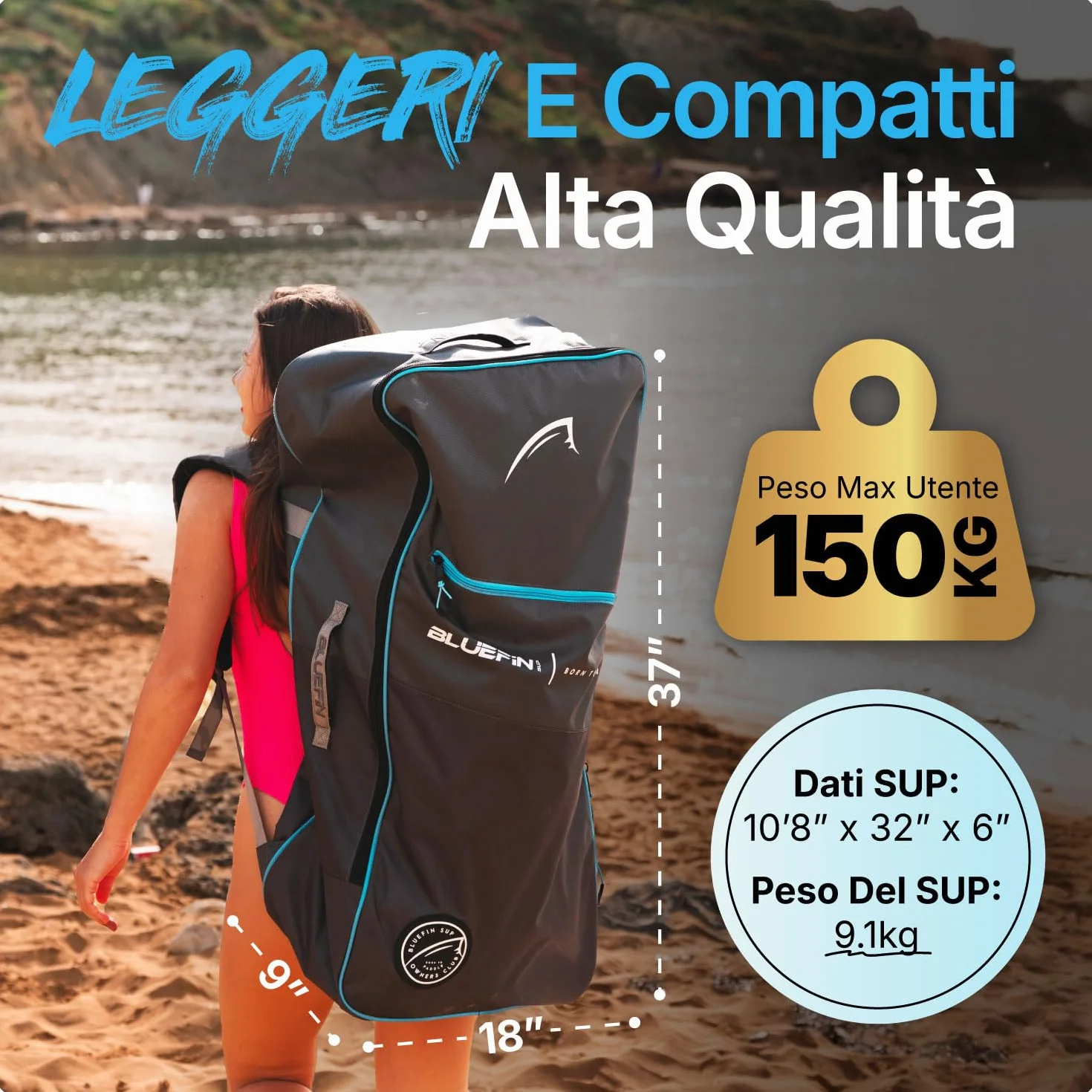 Bluefin Cruise 10'8 Paddleboard gonfiabile Premium Pacchetto Deckpad antiscivolo leggero 6'' spesso Tavola da paddleboard Stand up up Board