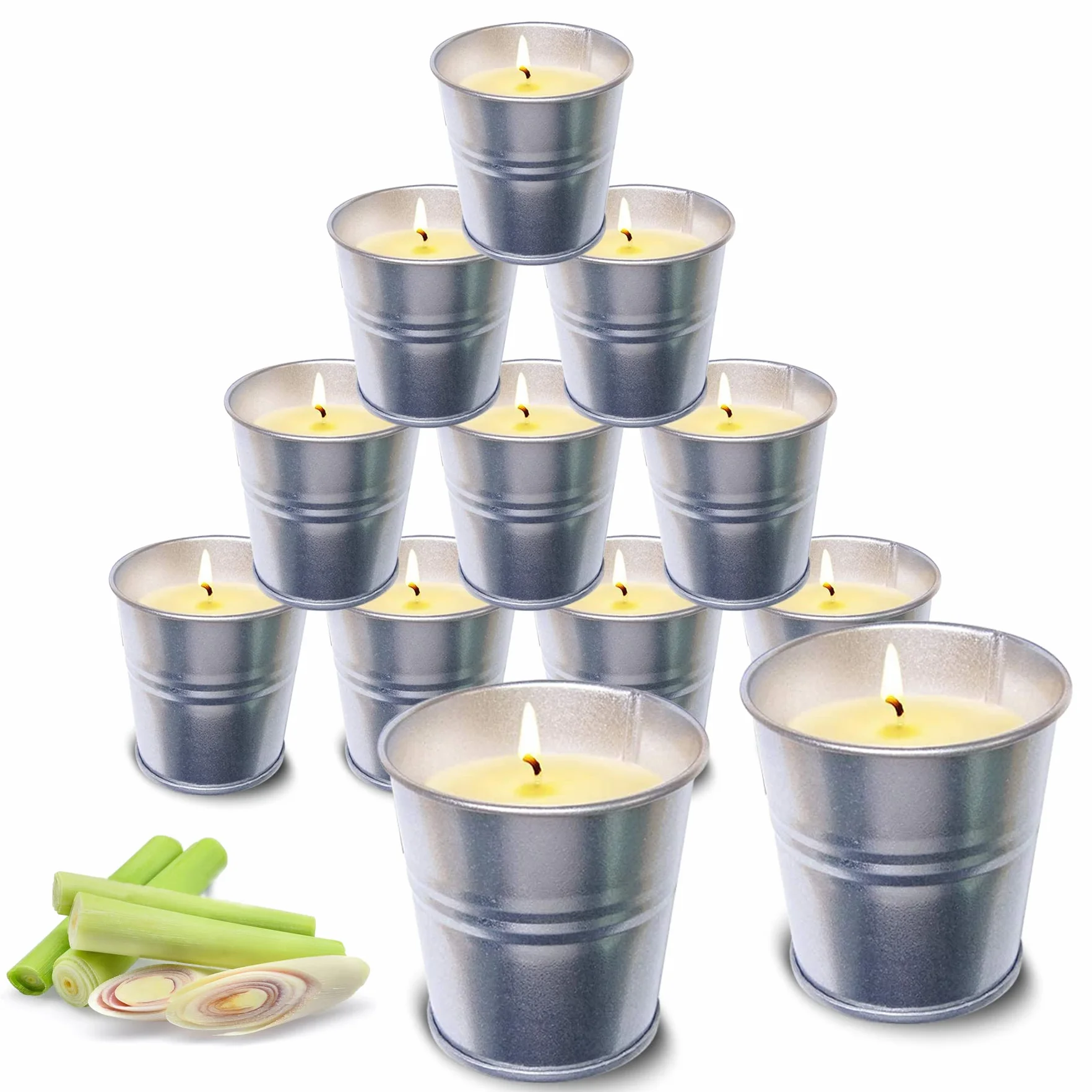 Candele Citronella 12 Pezzi 50g Cera di Soia Naturale per Esterno Giardino