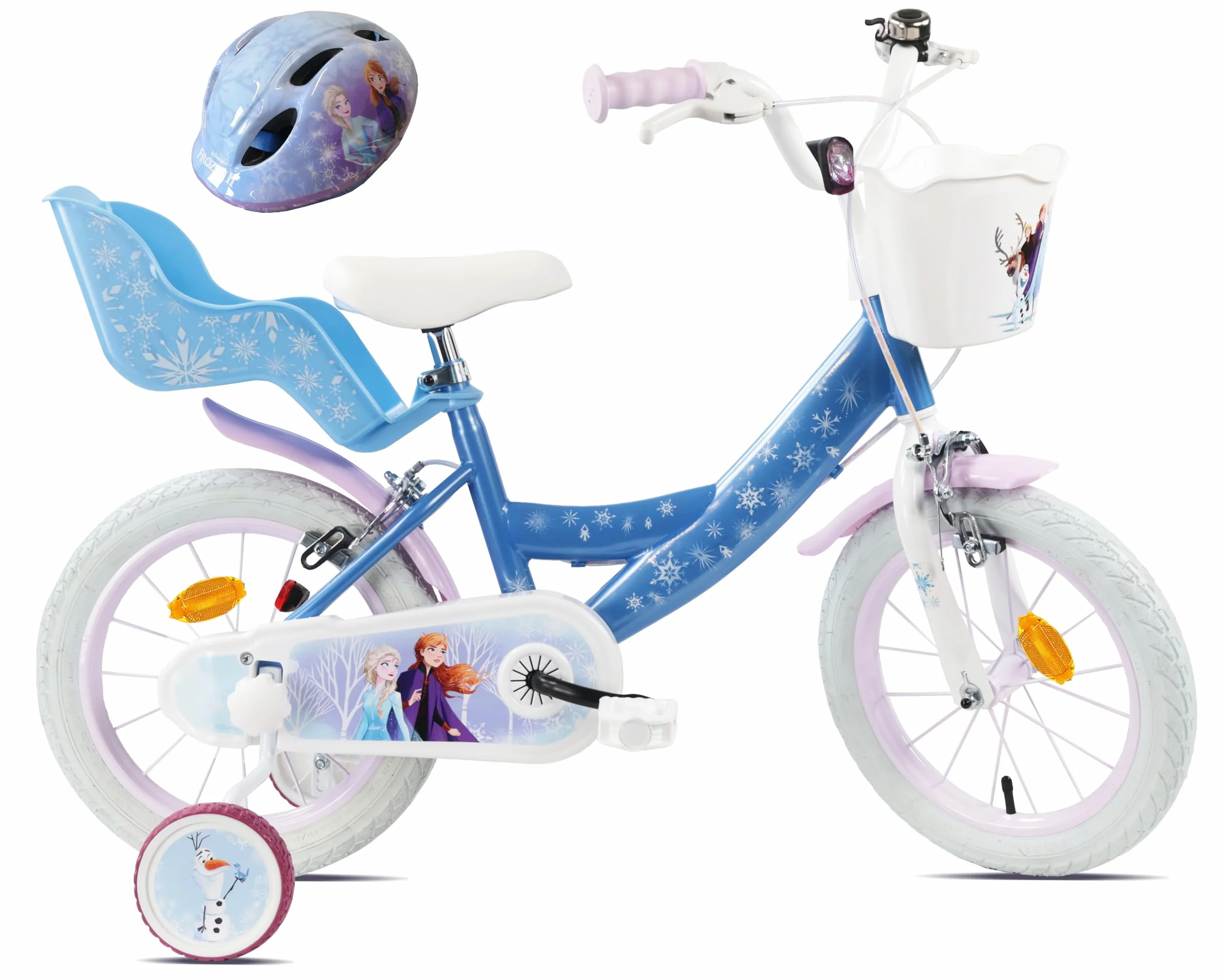 Bicicletta da 14" da Ragazza Frozen con Casco e Cestello