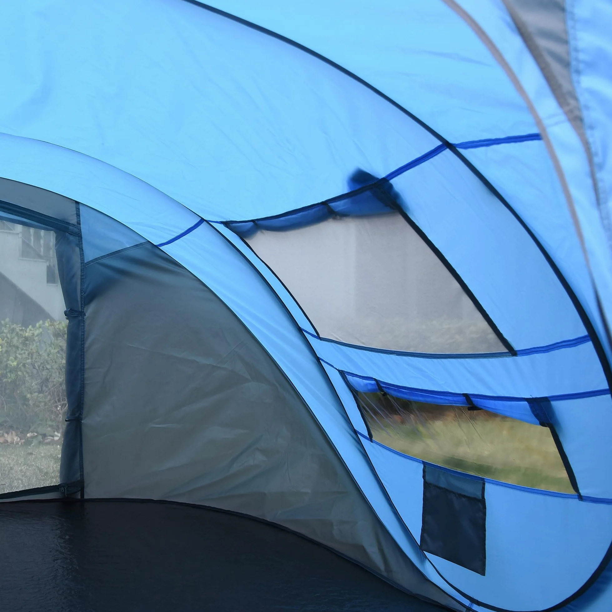 Outsunny Tenda da Campeggio Pop Up 4 Persone 2000mm Anti UV 20+ 263.5x220x123 cm Blu