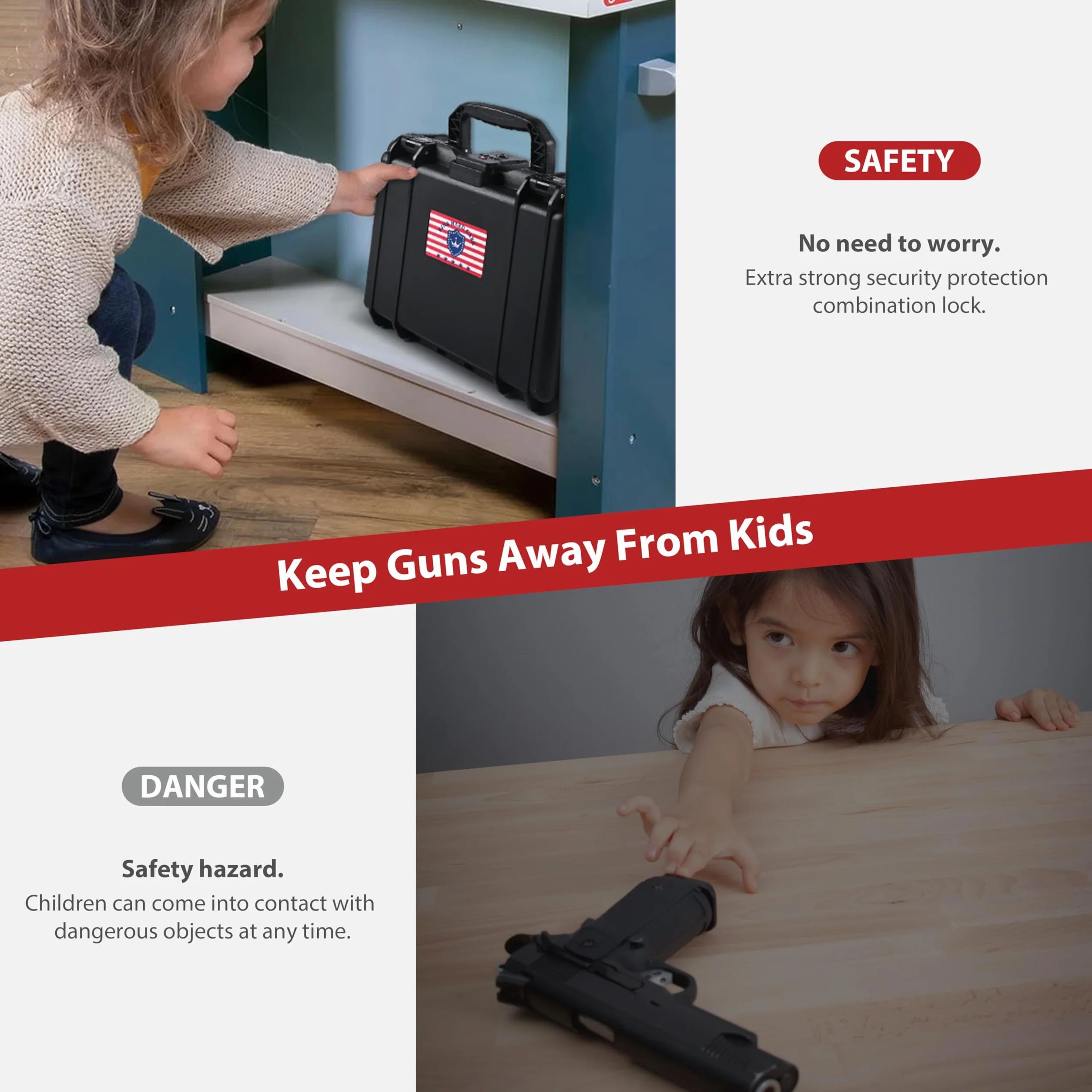 Kinghardcase Custodia Rigida Impermeabile Antiurto per Pistola, TSA Combinazione Bloccabile, 10.6 x 8.8 x 4 pollici