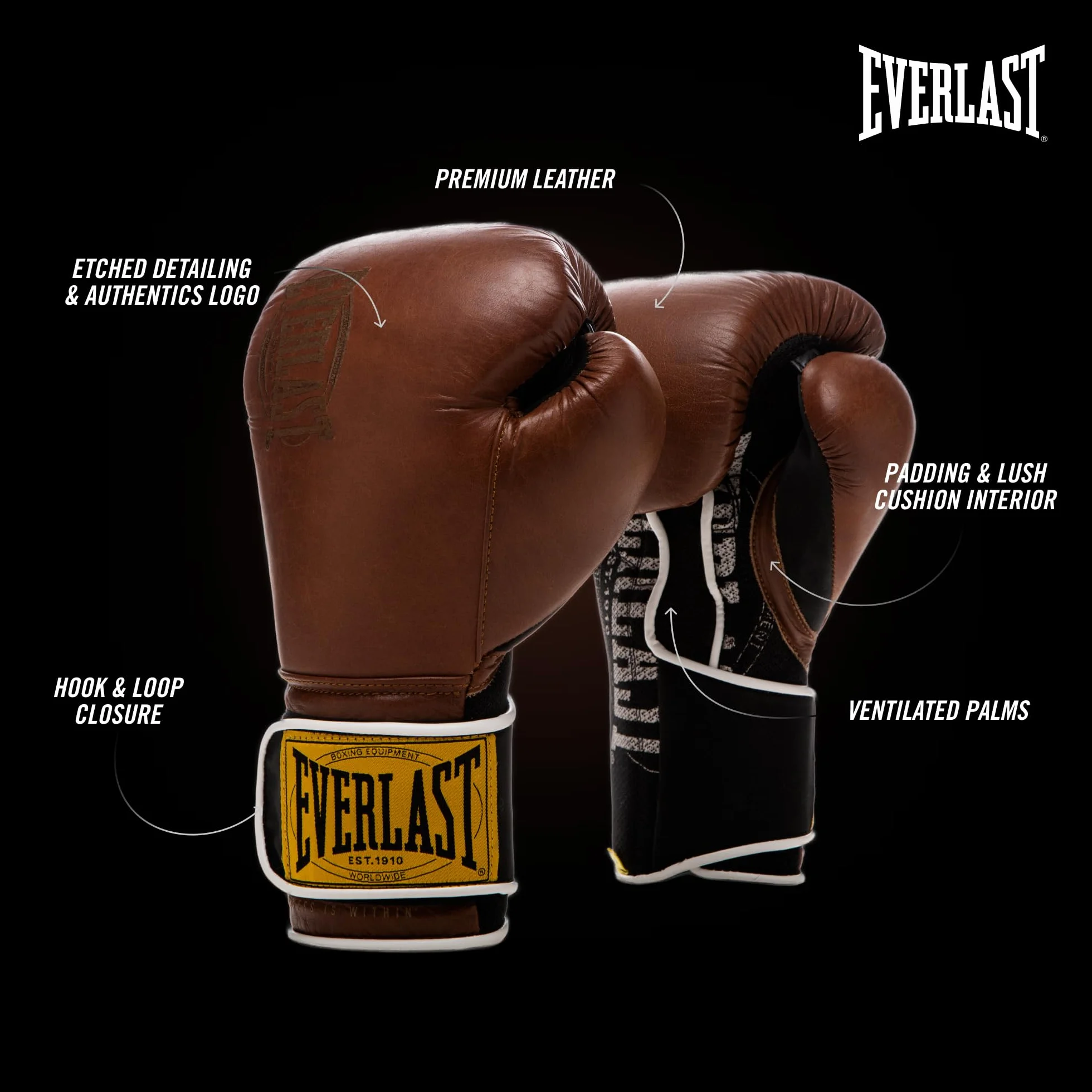 Everlast Guantoni da boxe 1910 Guanti avanzati Hook and Loop triplo strato schiuma supporto polso prevenzione infortuni Allenamento sacco