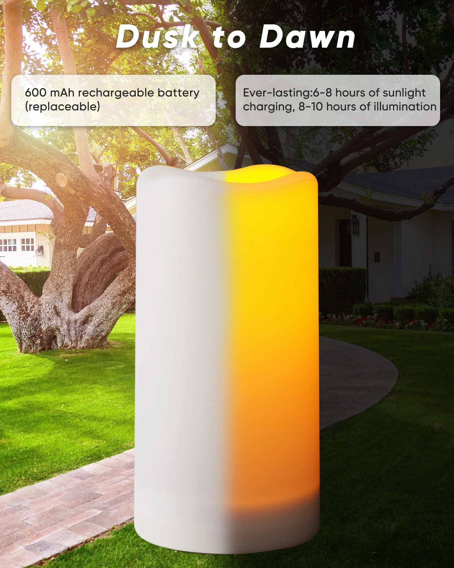 Homemory Candele solari per esterni impermeabili con luce tremolante set da 3