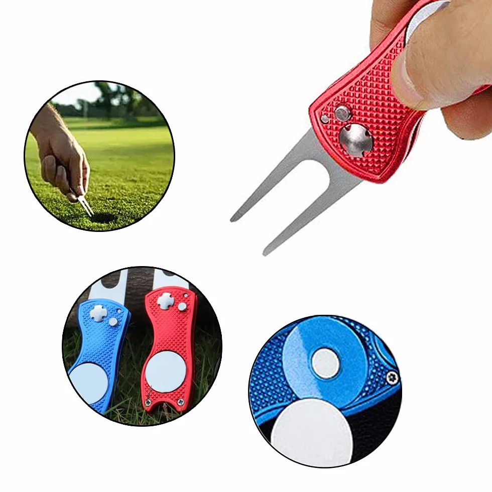 Forcelle da Golf 2 Pezzi Marcatori a Sfera Strumento di Riparazione Divot