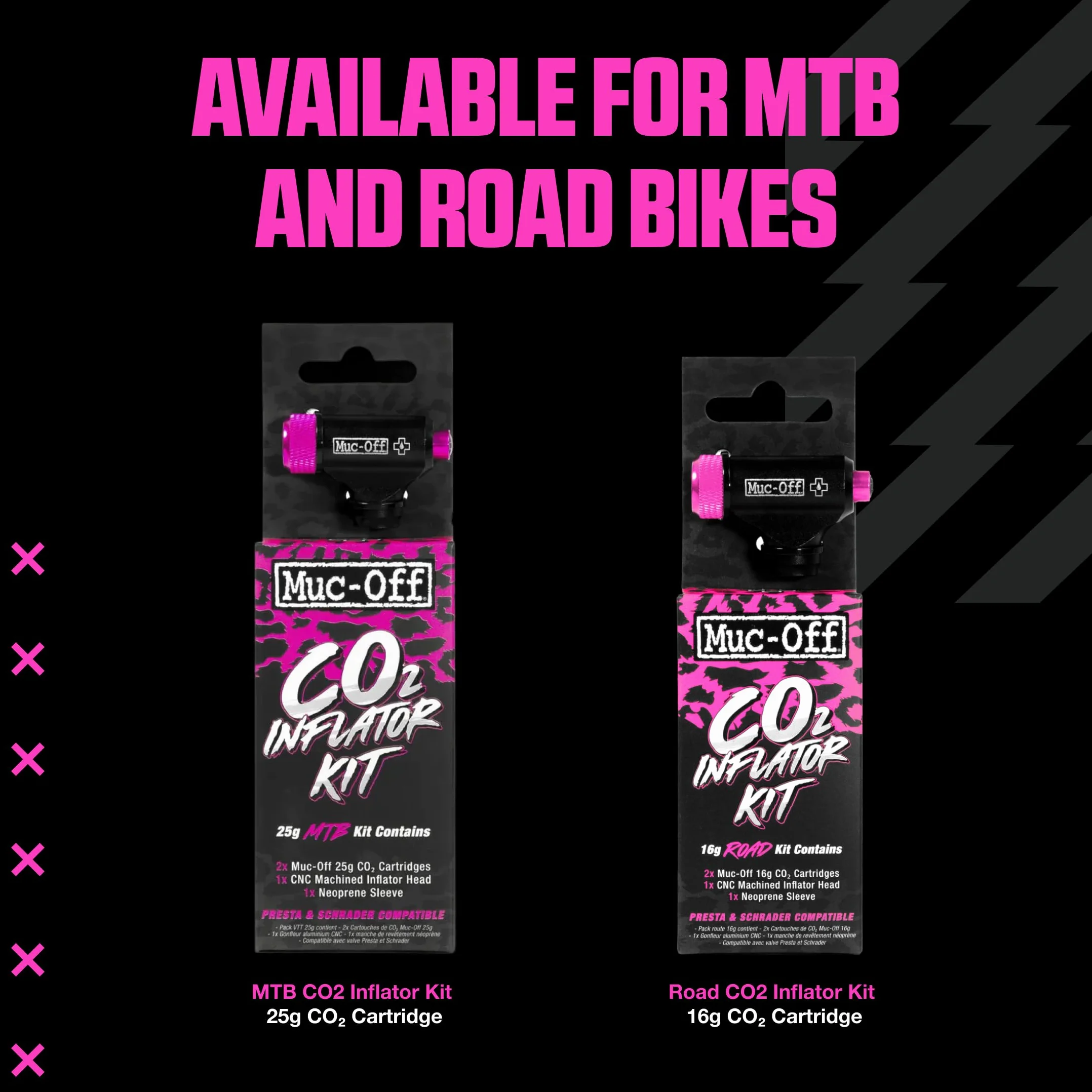 Muc Off Co2 Inflator Kit MTB 2x 25g Co2 Kartusche Neoprenhülle