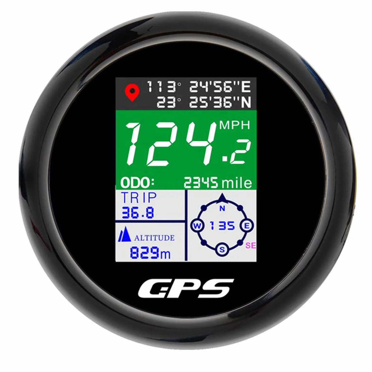 Geloo GPS 85 mm Tachimetro TFT regolabile Mph Nodi Km/h Contachilometri digitale con antenna GPS per barca auto camper RV (nero)