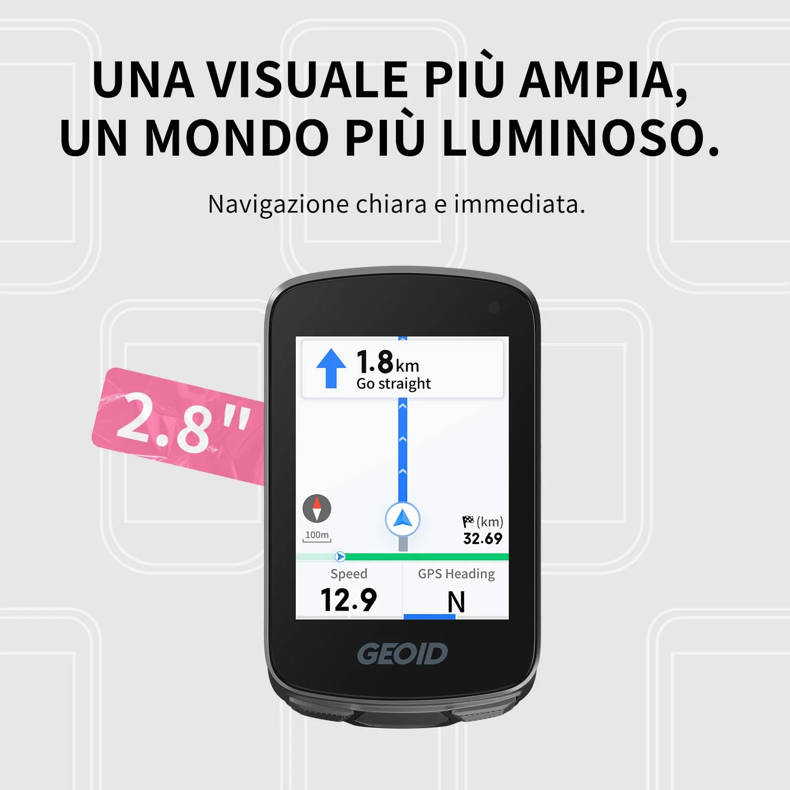 GEOID CC700 GPS Ciclocomputer Bici Senza Fili 2,8 Pollici Schermo a Colori Navigazione Tracciato ANT+ Bluetooth IPX7 Impermeabile Autonomia 15-25 Ore