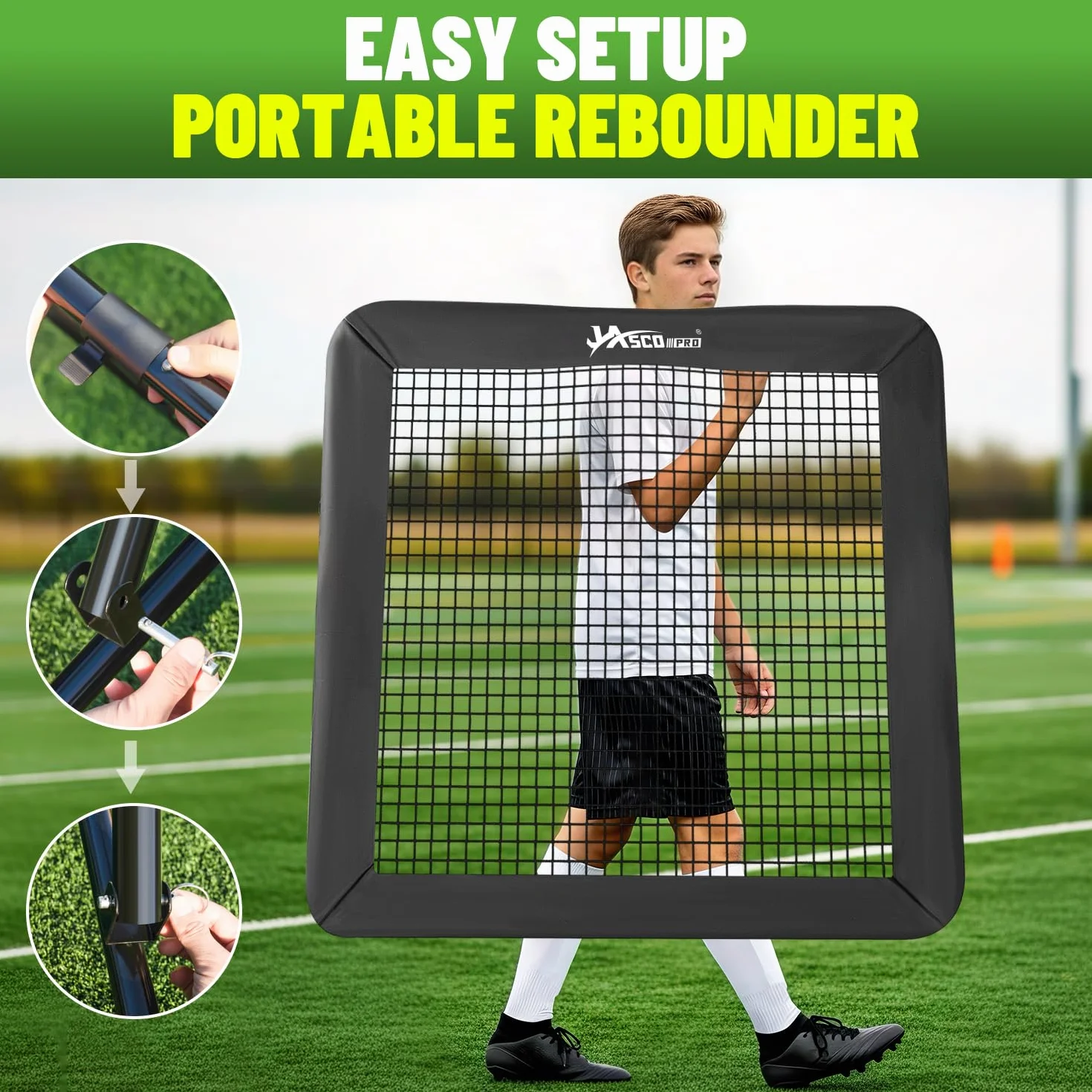 JASCOPRO Rete da rimbalzo da calcio, bersaglio per porta, attrezzatura da allenamento portatile