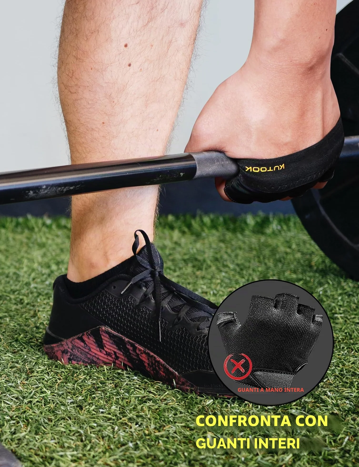 KUTOOK Guanti Palestra Antiscivolo Traspiranti per Pull-ups Bodybuilding Sollevamento Pesi