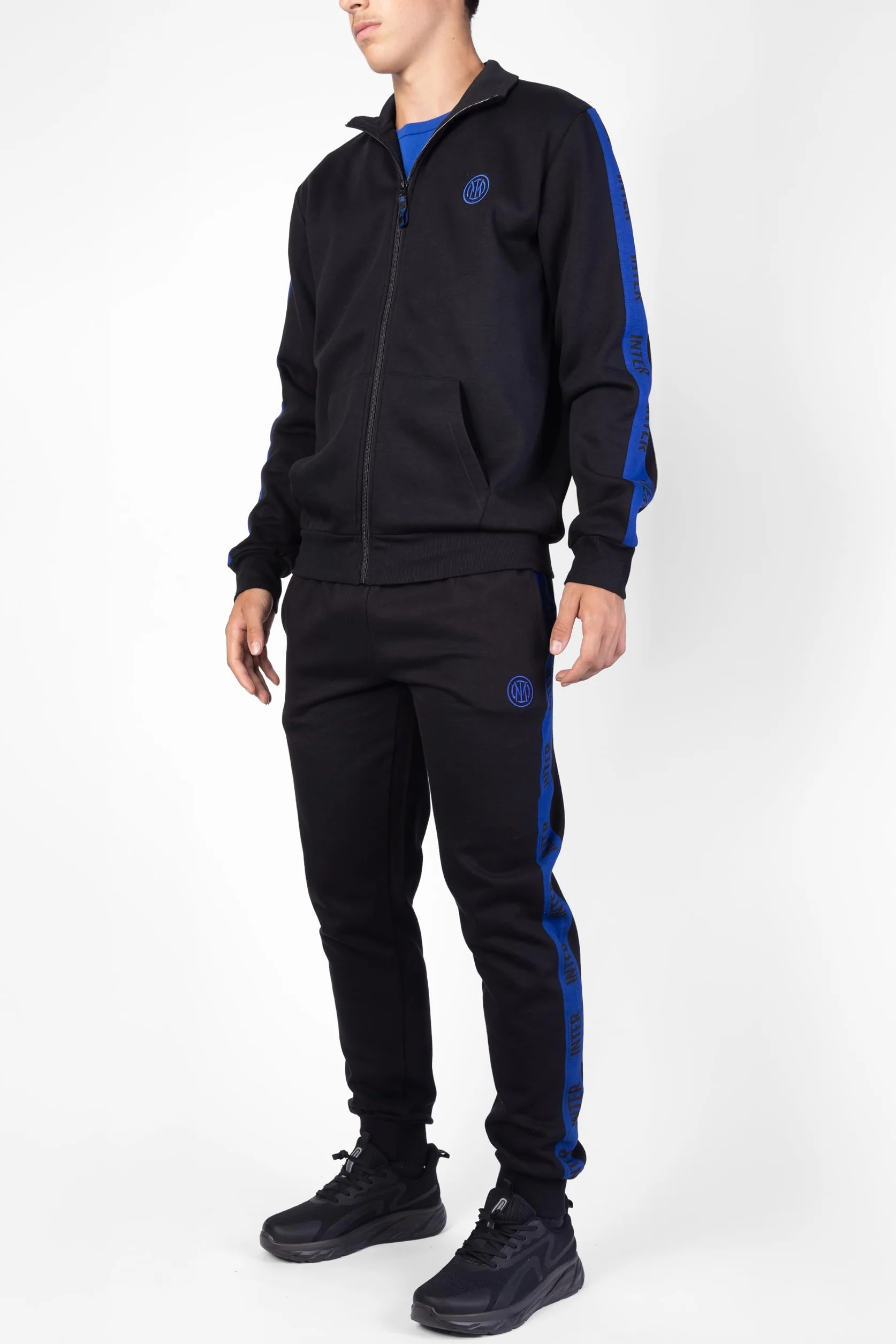 Inter Blusa Homewear Felpa Garzata Cotone Full Zip Nero Blu Logo