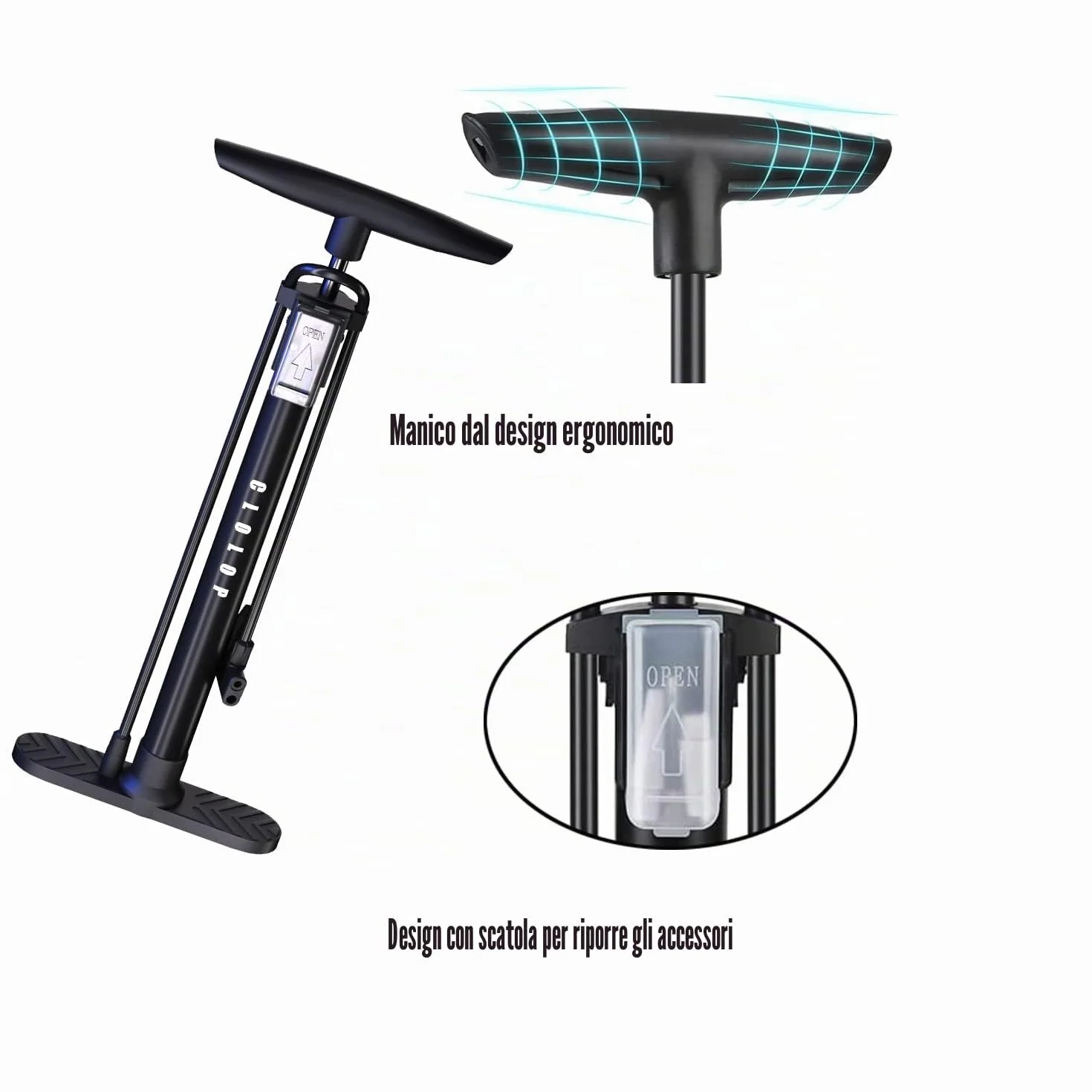 CLOLOP Pompa per Bicicletta con Manometro per Presta e Schrader MTB Bici da Corsa