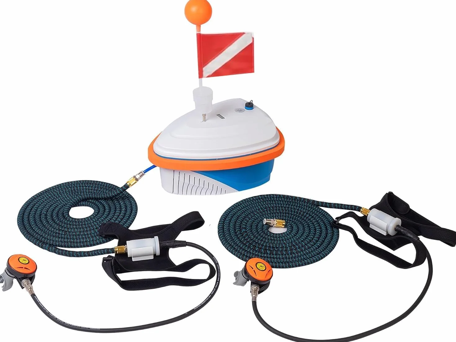 2 Sub Sistema di Immersione Subacquea, Sistema di Ventilazione Subacquea Respiratore Subacqueo Elettricoda con 18m Regolatore, Ventilador de buceo per Adulti, 6-10H