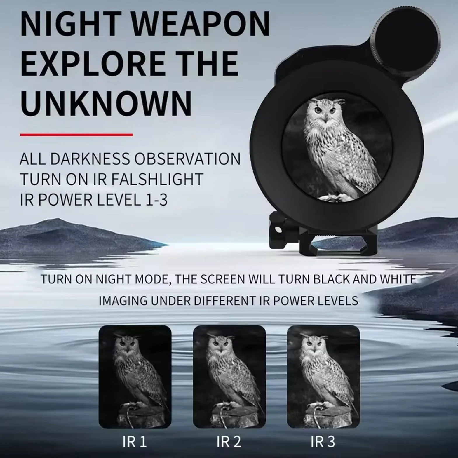 Mirino a infrarossi IR 940nm per la Caccia Monoculare Visione Notturna OLED HD 1920x1080 Zoom Digitale 4X