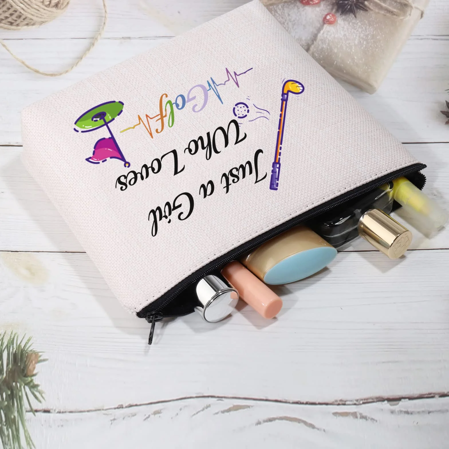 Just a Girl Who Loves Golf Cosmetic Makeup Bag Golfista Borsa da viaggio Organizer