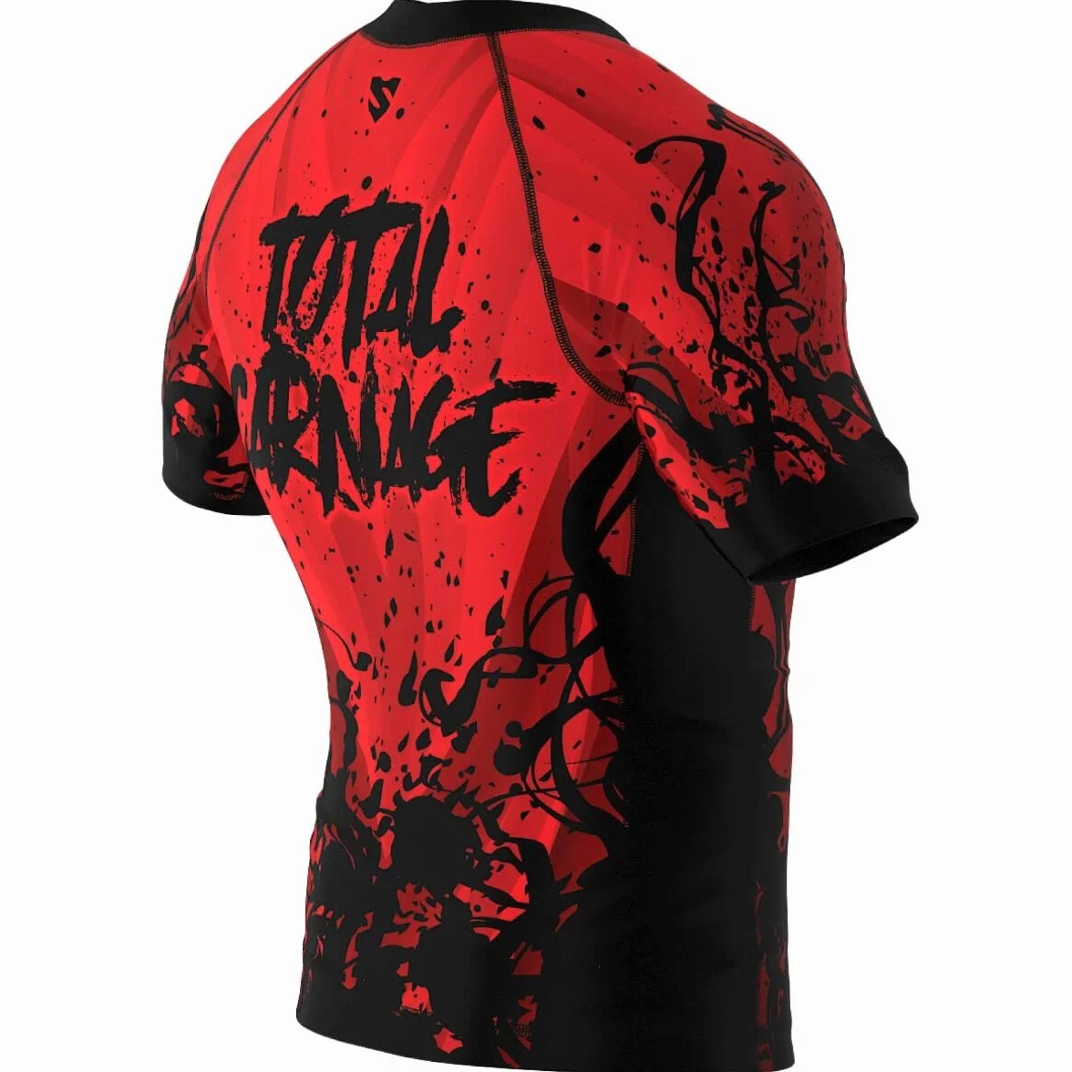 SMMASH Camicia Funzionale Uomo Rashguard Maniche Corte MMA Thaibox Muay Thai Kickboxing Traspirante Resistente All'Abrasione